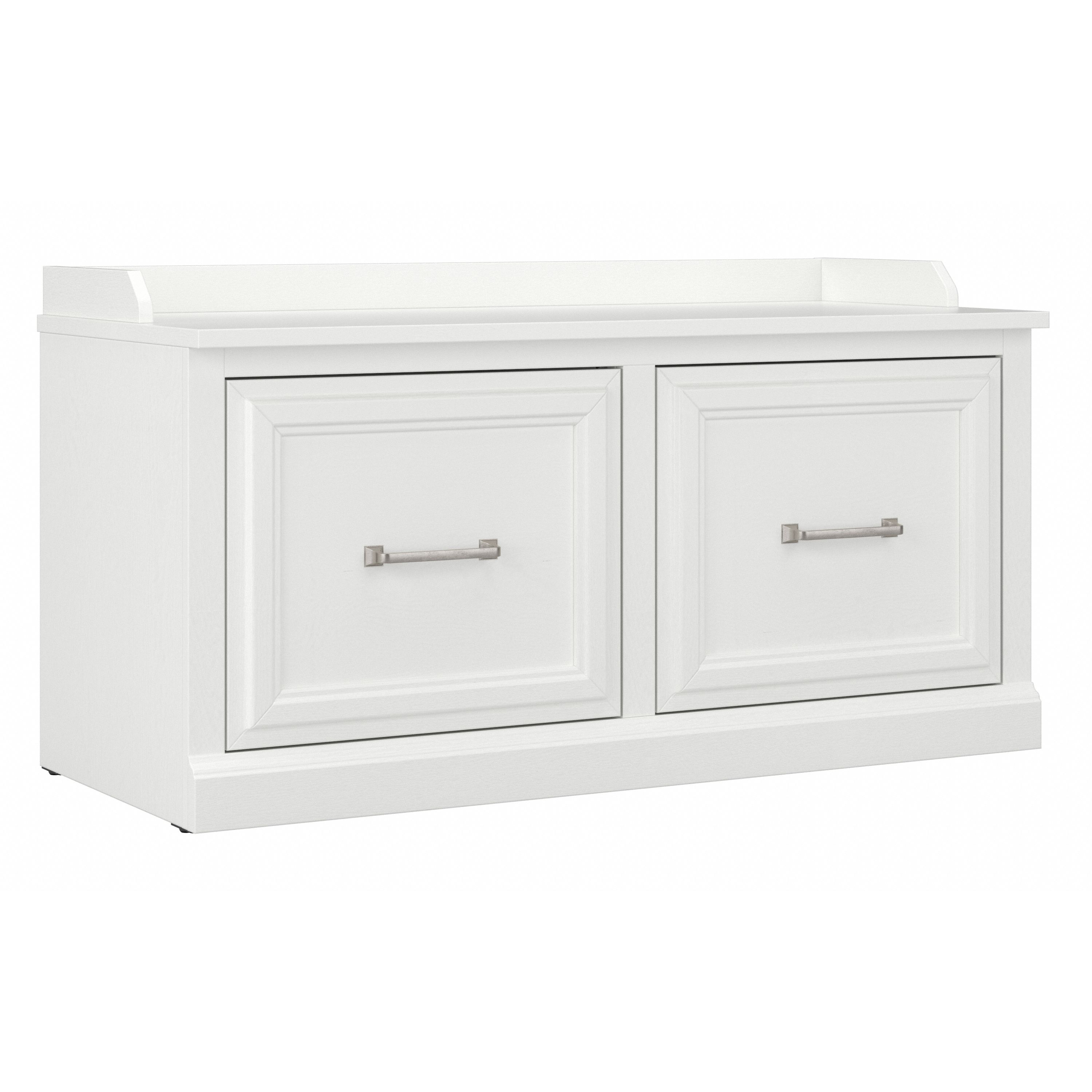Shop Bush Furniture Woodland 40W Shoe Storage Bench with Doors 02 WDS140WAS-03 #color_white ash