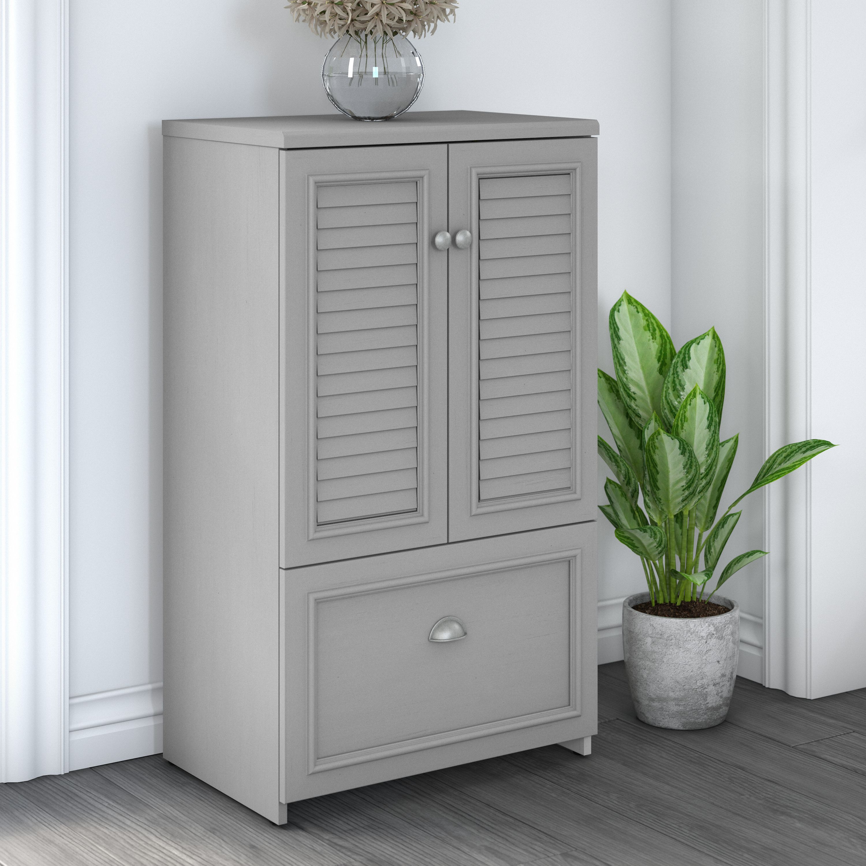 Shop Bush Furniture Fairview Shoe Storage Cabinet with Doors 01 FV020CG #color_cape cod gray