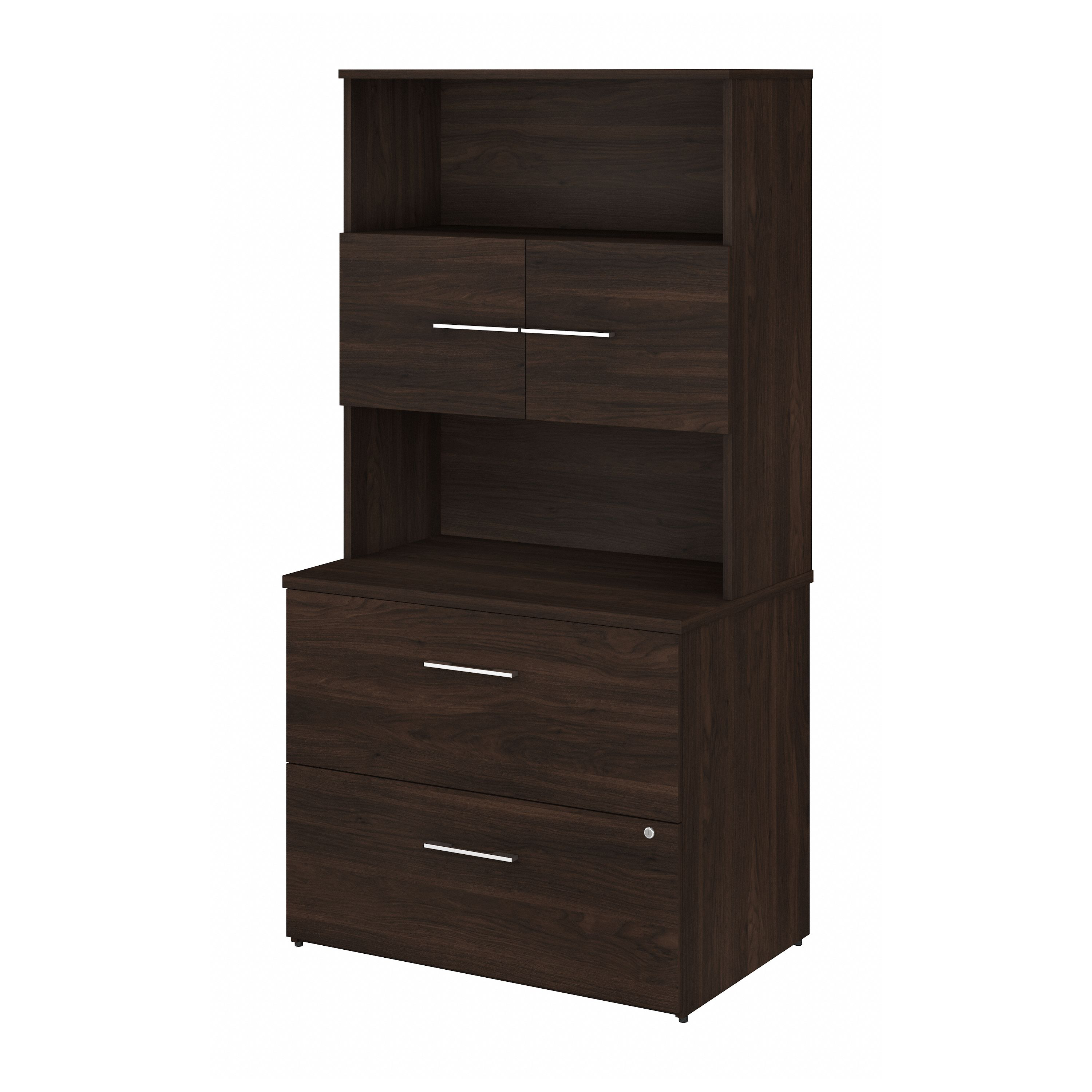 Shop Bush Business Furniture Office 500 36W 2 Drawer Lateral File Cabinet with Hutch 02 OF5007BWSU #color_black walnut