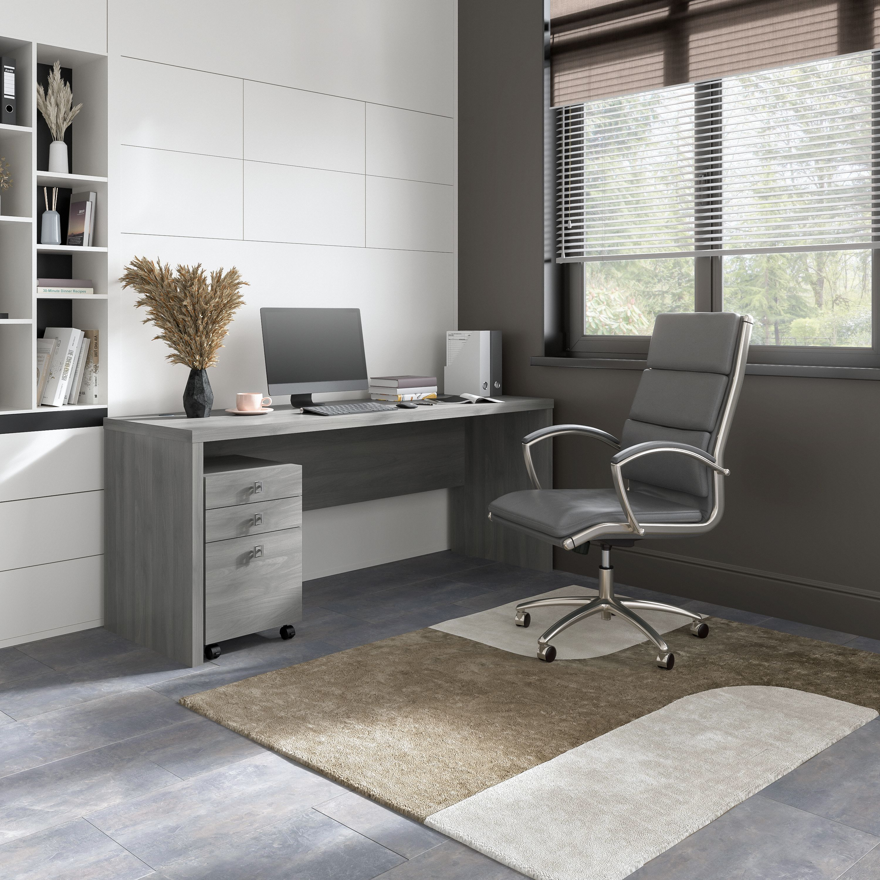 Shop Bush Business Furniture Echo 72W Computer Desk with 3 Drawer Mobile File Cabinet 01 ECH047MG #color_modern gray