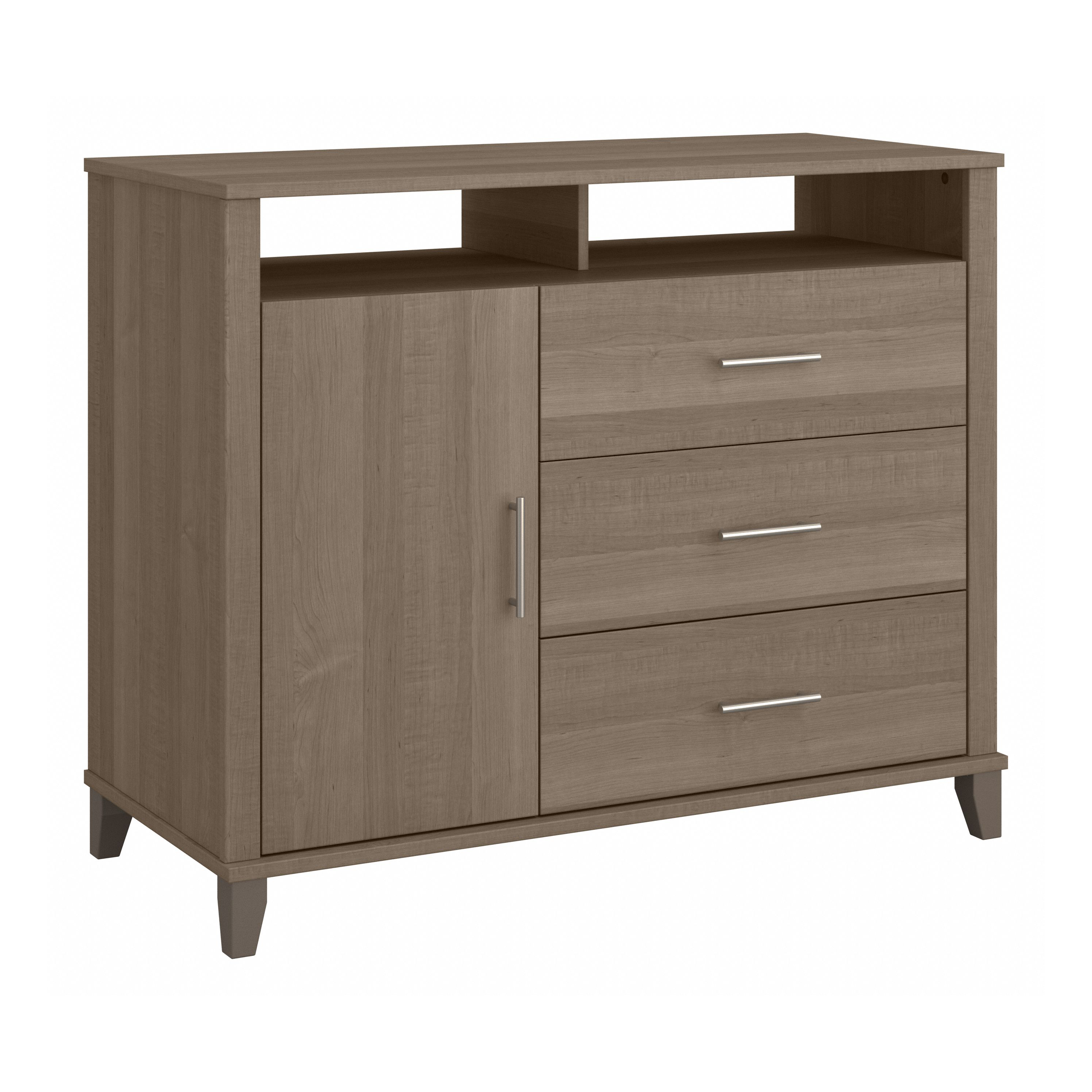 Shop Bush Furniture Somerset 3 Drawer Dresser and Bedroom TV Stand 02 STV148AGK #color_ash gray