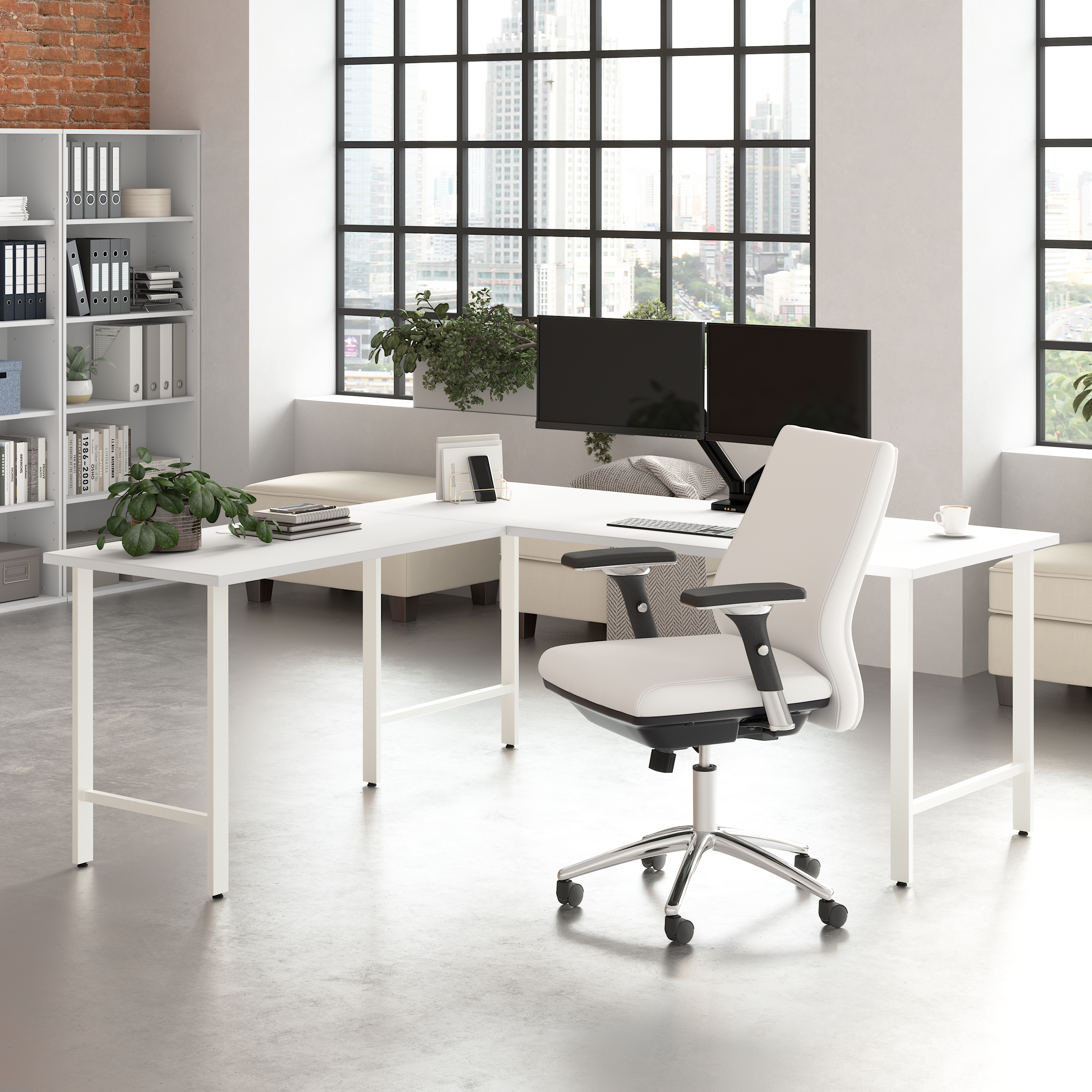 Shop Bush Business Furniture Hustle 72W x 30D L Shaped Computer Desk with Metal Legs 01 HUS001WH #color_white