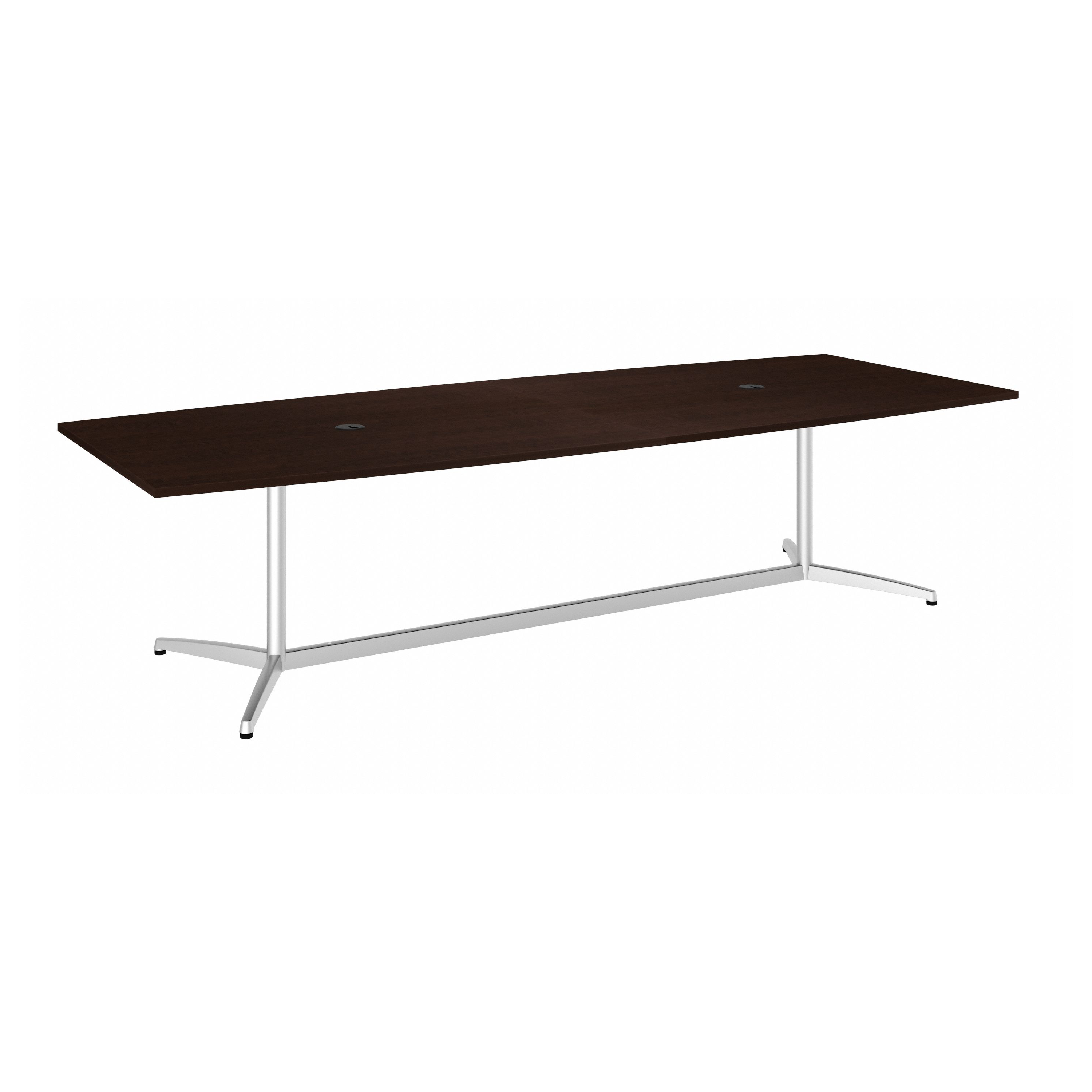 Shop Bush Business Furniture 120W x 48D Boat Shaped Conference Table with Metal Base 02 99TBM120MRSVK #color_mocha cherry/silver