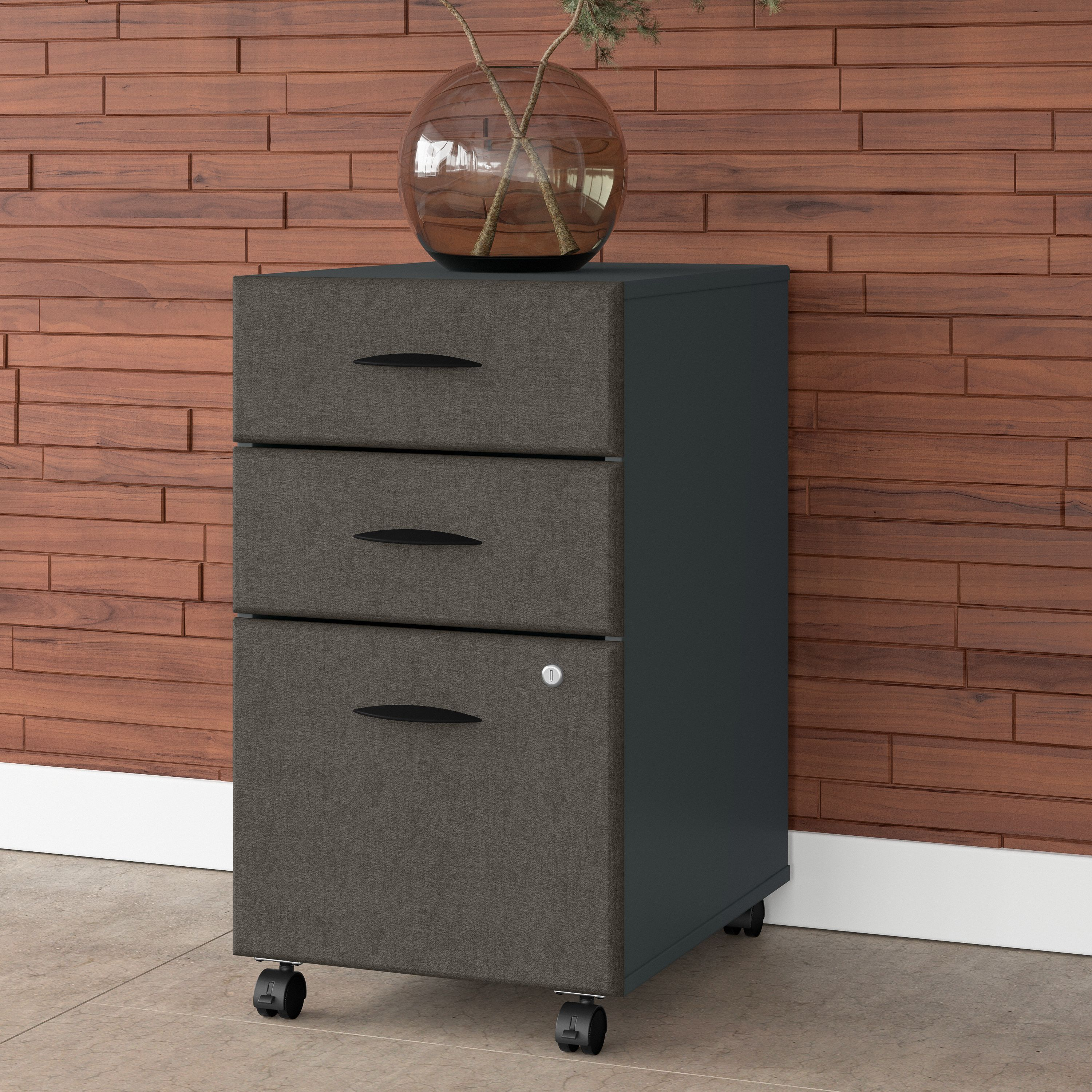 Shop Bush Business Furniture Series A 3 Drawer Mobile File Cabinet 01 WC84853PSU #color_slate