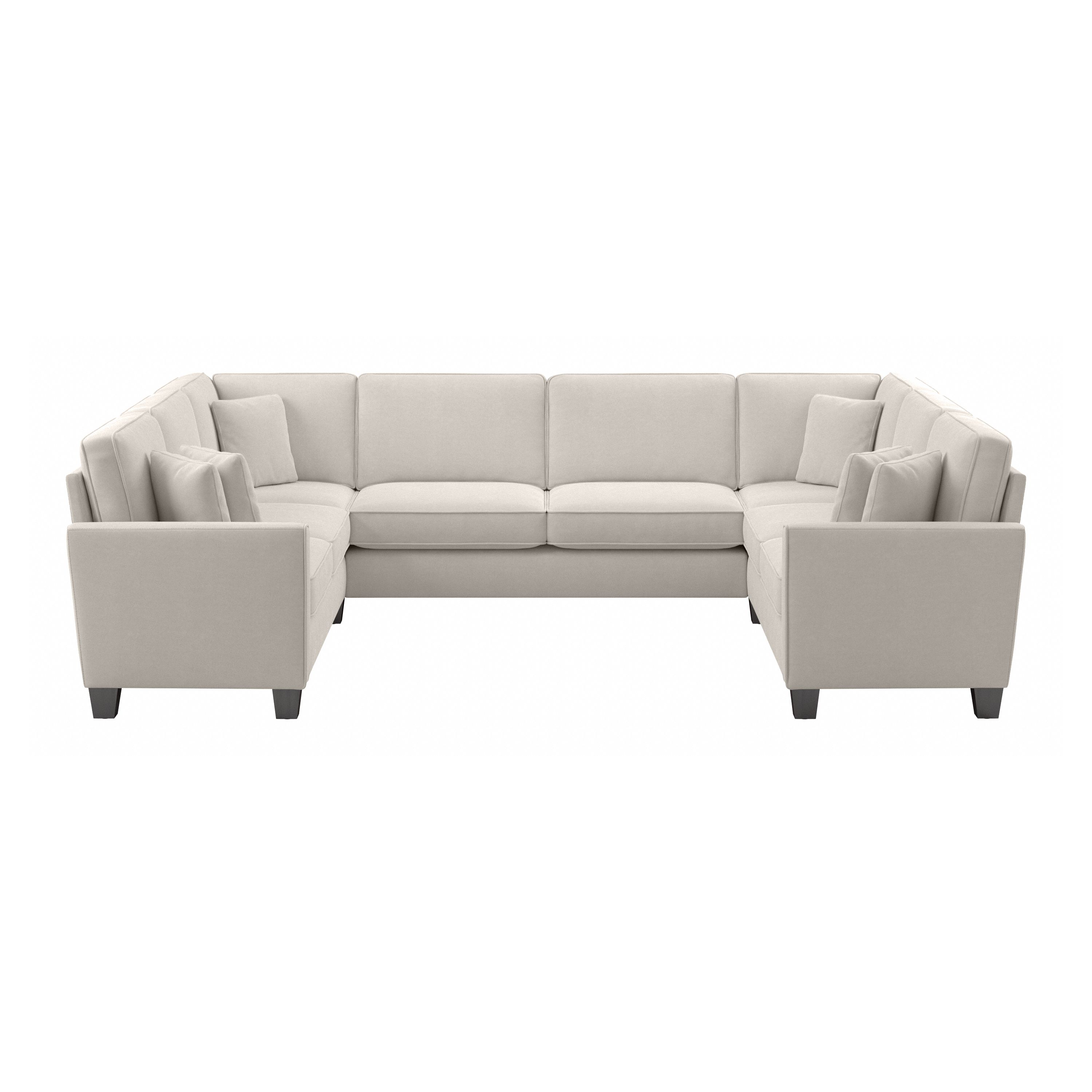 Shop Bush Furniture Flare 125W U Shaped Sectional Couch 03 FLY123SLBM-03K #color_light beige microsuede fabric
