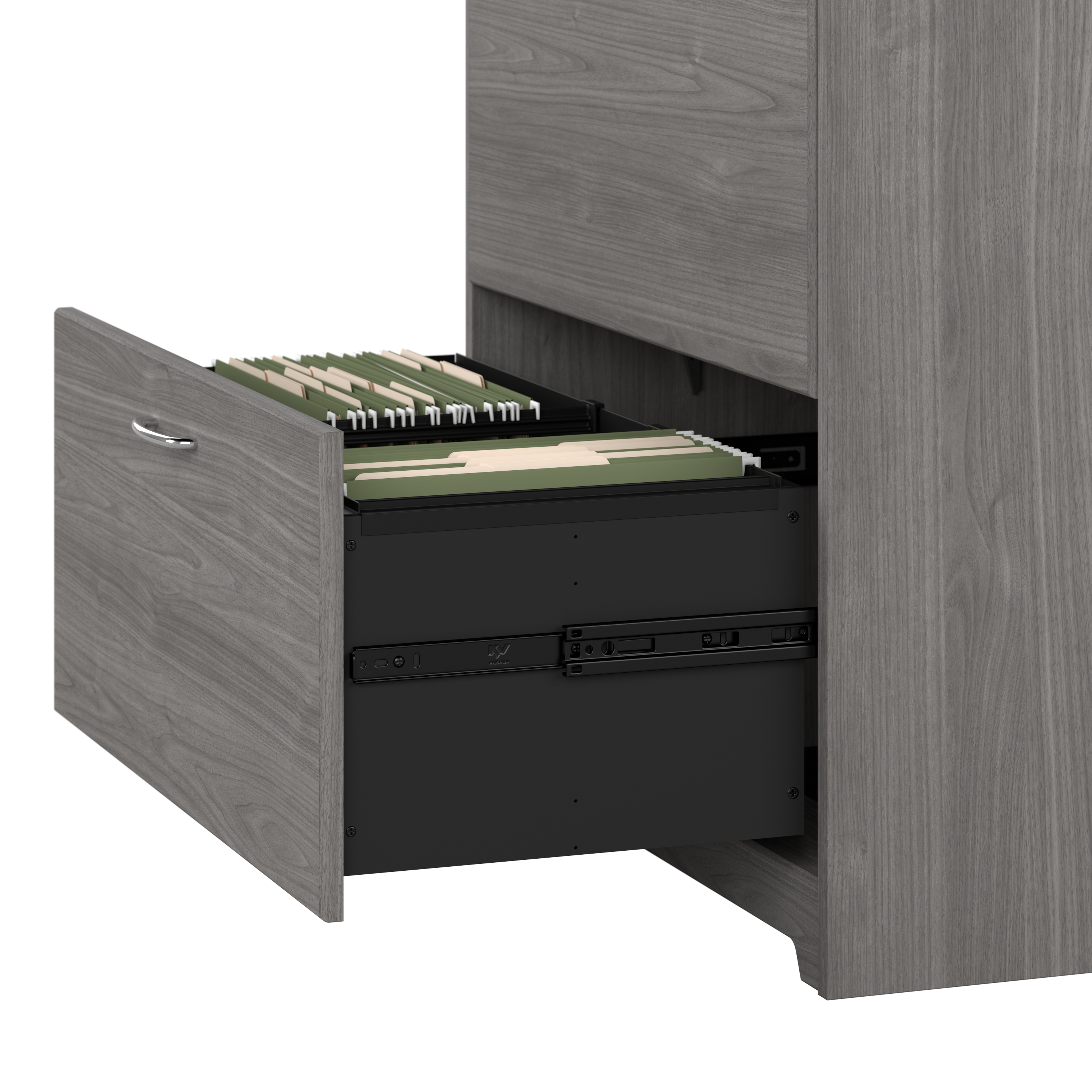 Shop Bush Furniture Cabot 60W L Shaped Computer Desk with Hutch, File Cabinet and Bookcase 05 CAB010MG #color_modern gray