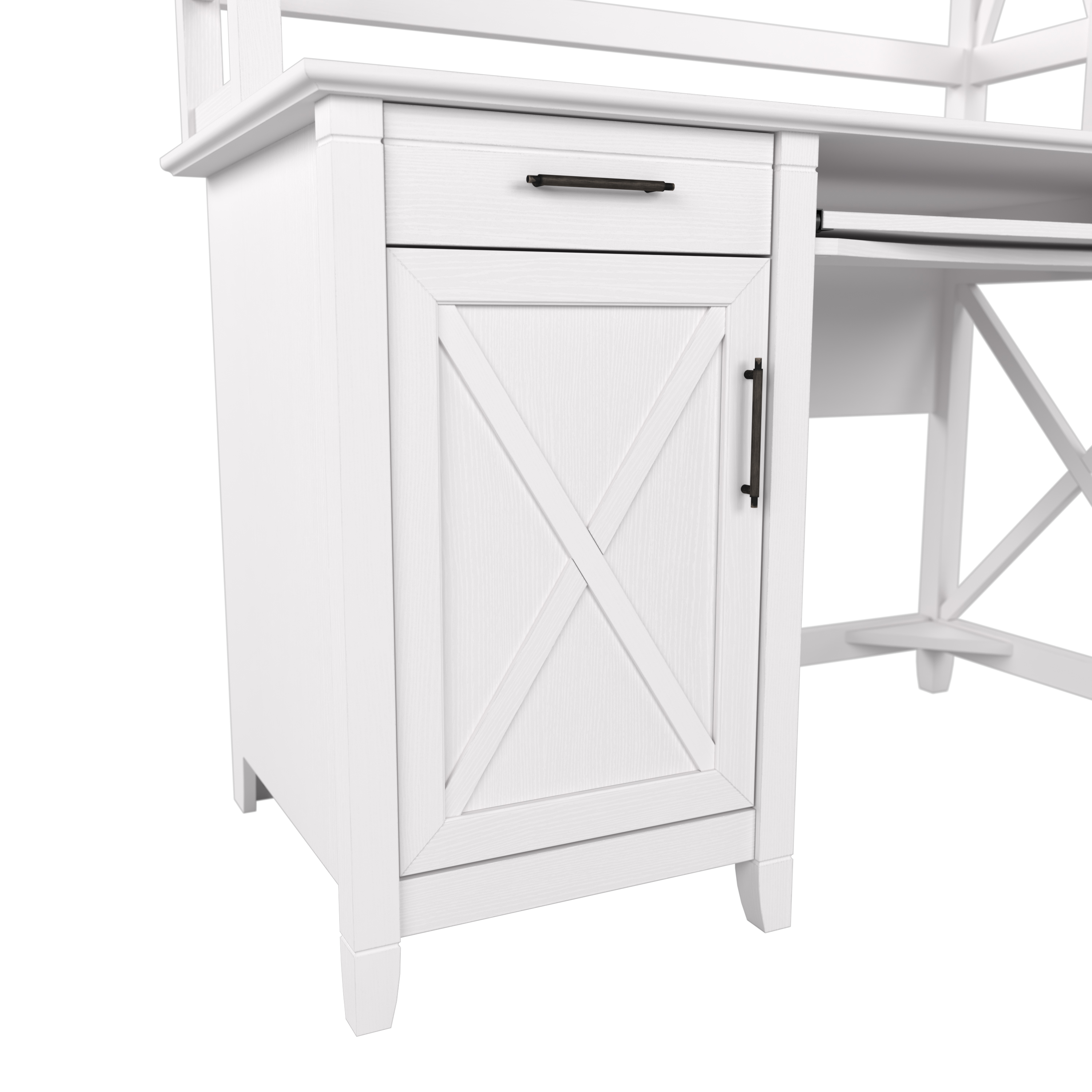 Shop Bush Furniture Key West 48W Small Computer Desk with Hutch 05 KWD248WT-03 #color_pure white oak