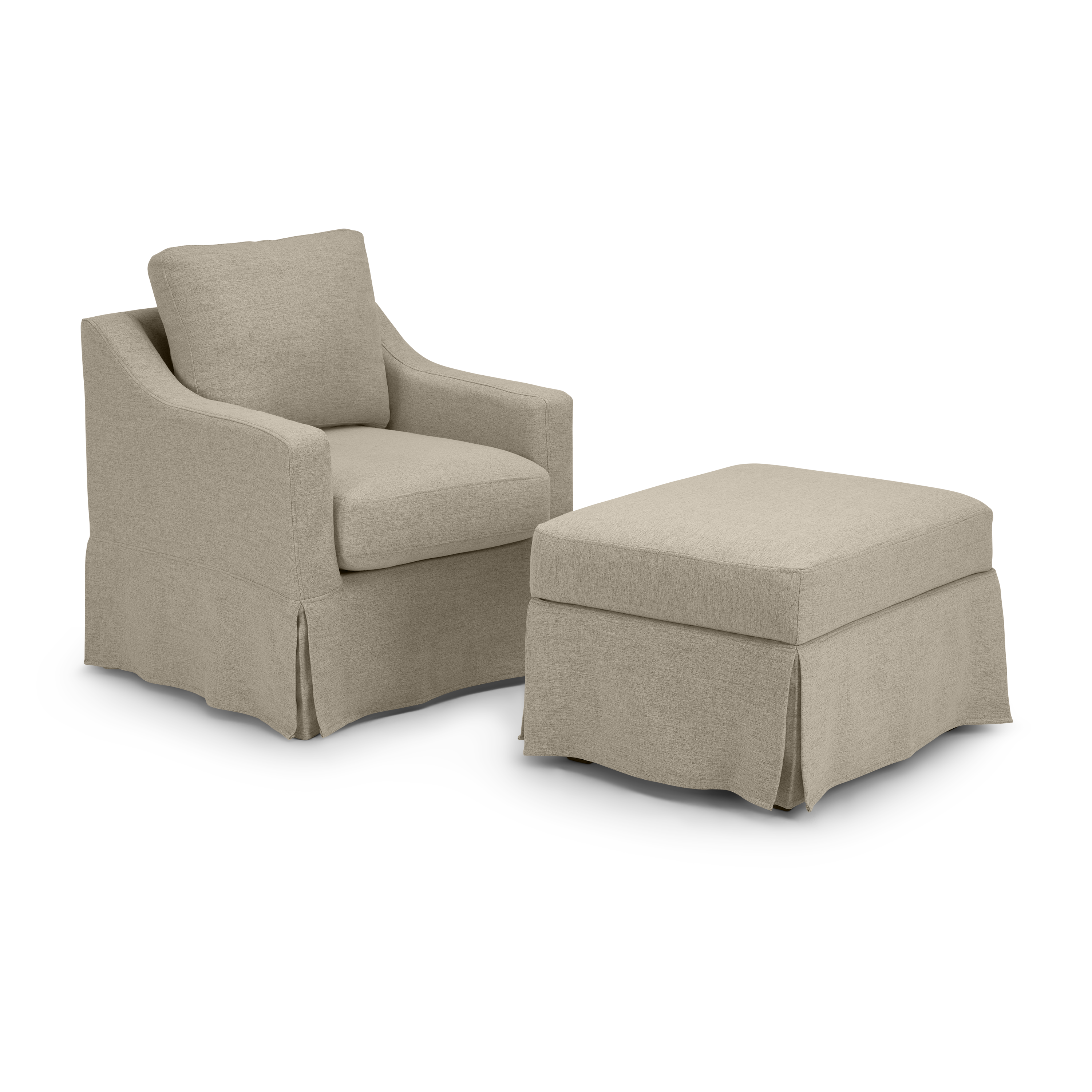 Shop Bush Home Harper Swivel Accent Chair and Storage Ottoman with Slipcovers HAR002SDB 1 #color_sand basketweave fabric