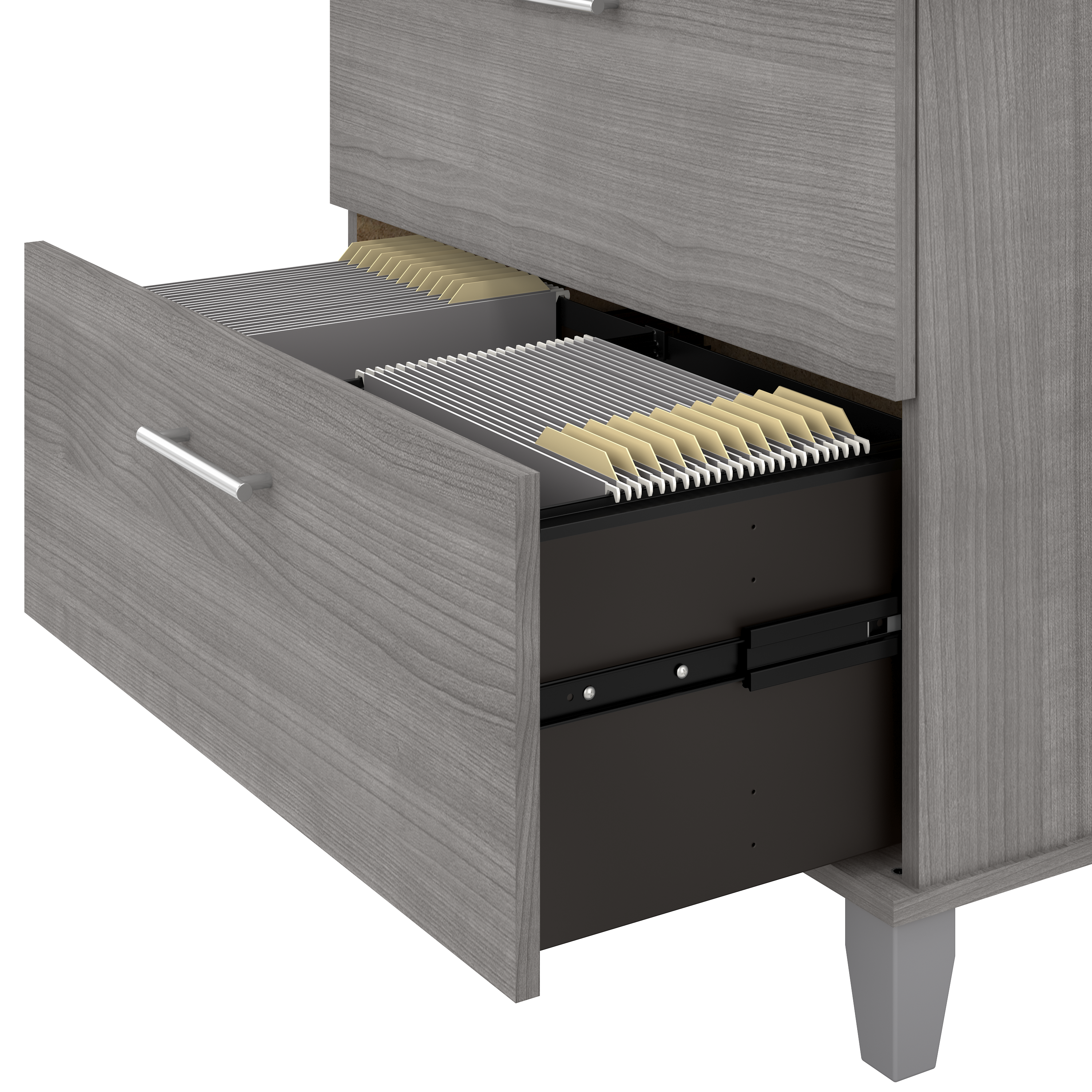 Shop Bush Furniture Somerset 72W L Shaped Desk with Hutch, Lateral File Cabinet and Bookcase 05 SET012PG #color_platinum gray