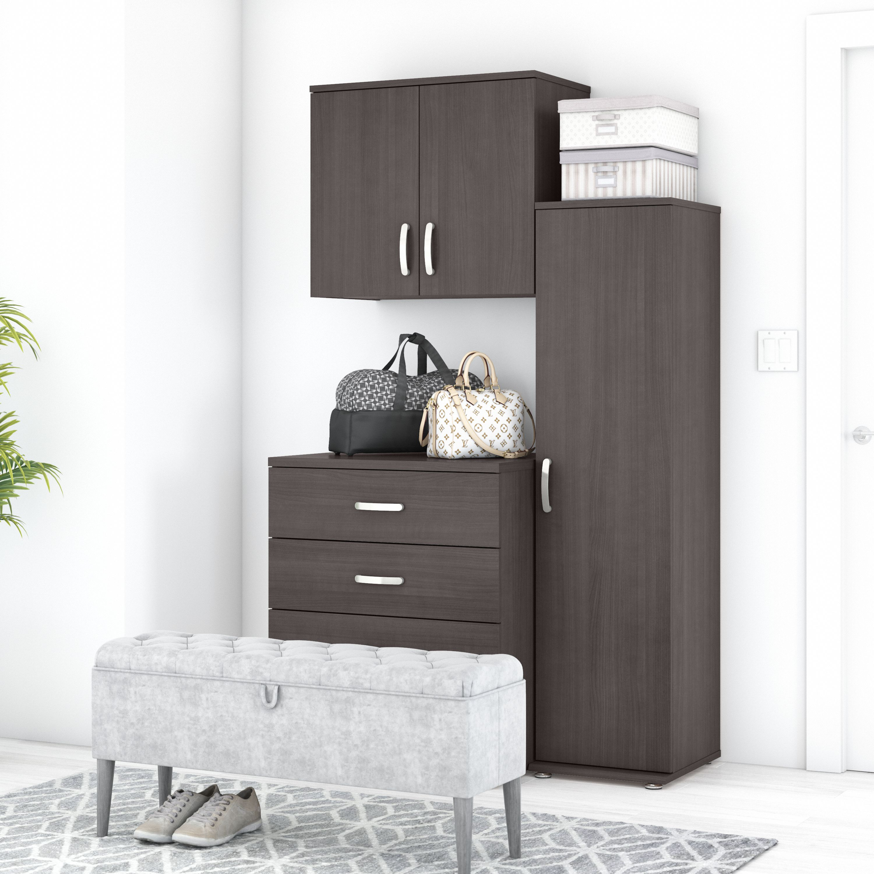 Shop Bush Business Furniture Universal 3 Piece Modular Closet Storage Set with Floor and Wall Cabinets 01 CLS005SG #color_storm gray