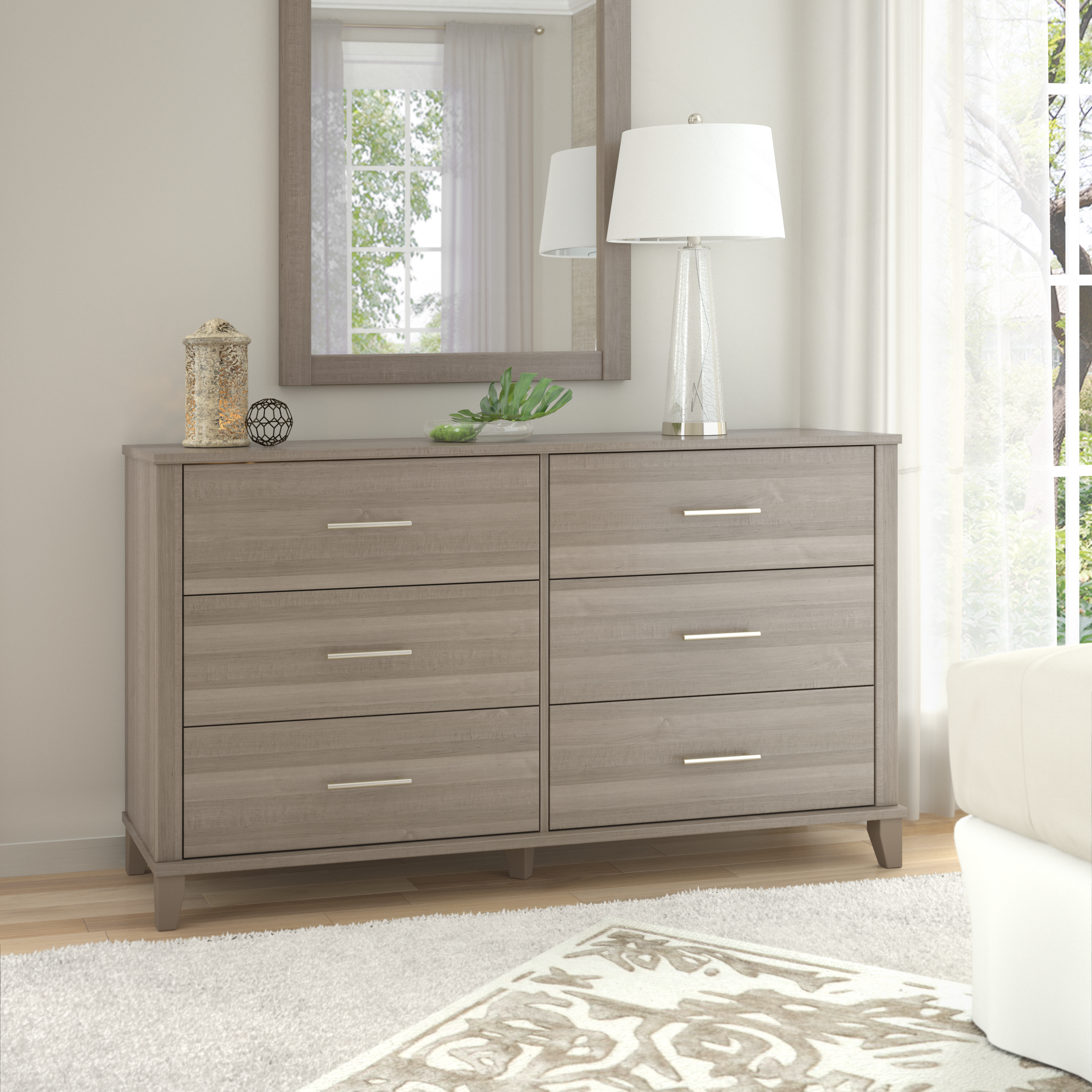 Shop Bush Furniture Somerset 6 Drawer Dresser 01 STS160AGK #color_ash gray