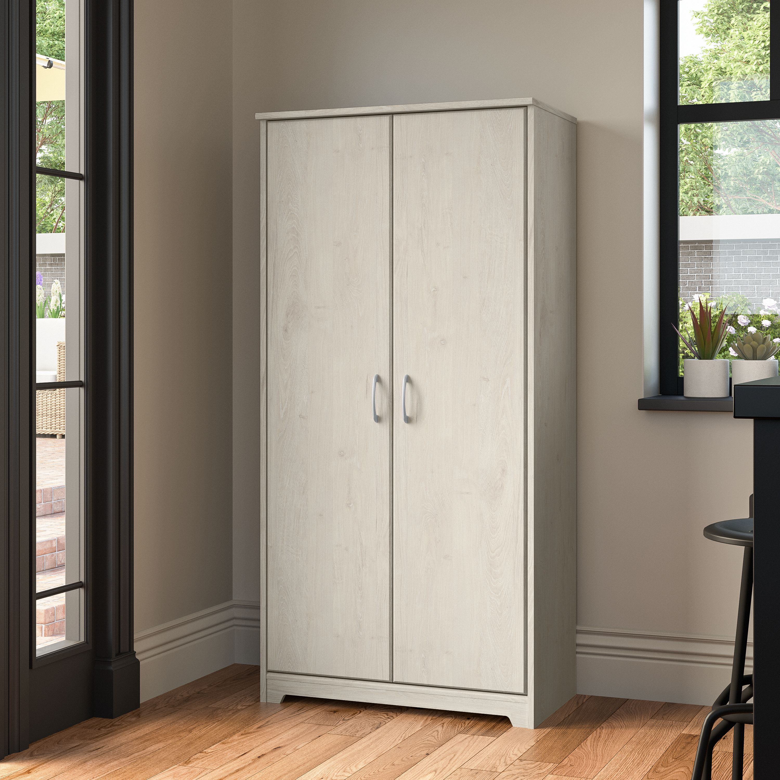 Shop Bush Furniture Cabot Tall Kitchen Pantry Cabinet with Doors 01 WC31199-Z #color_linen white oak