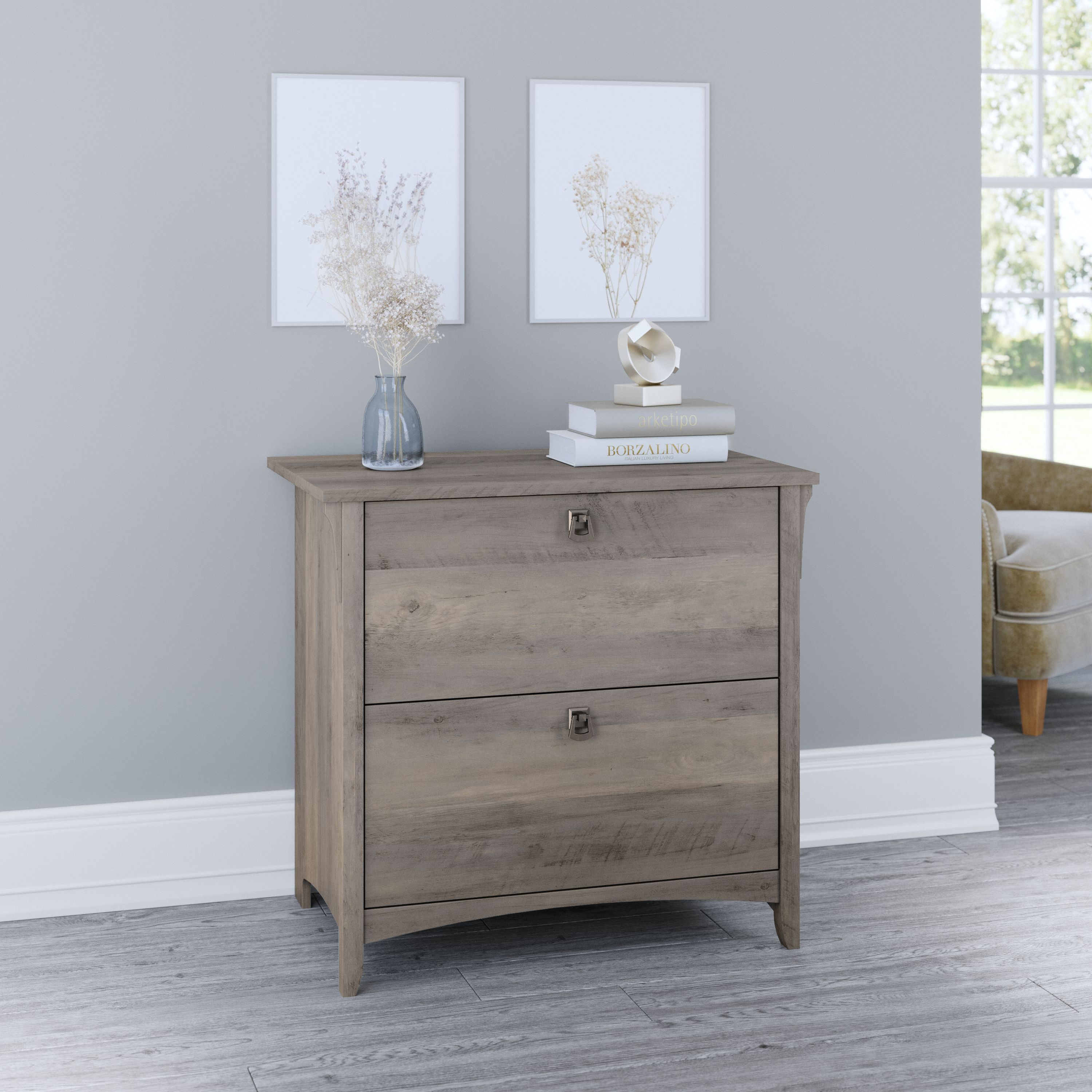Shop Bush Furniture Salinas 2 Drawer Lateral File Cabinet 01 SAF132DG-03 #color_driftwood gray