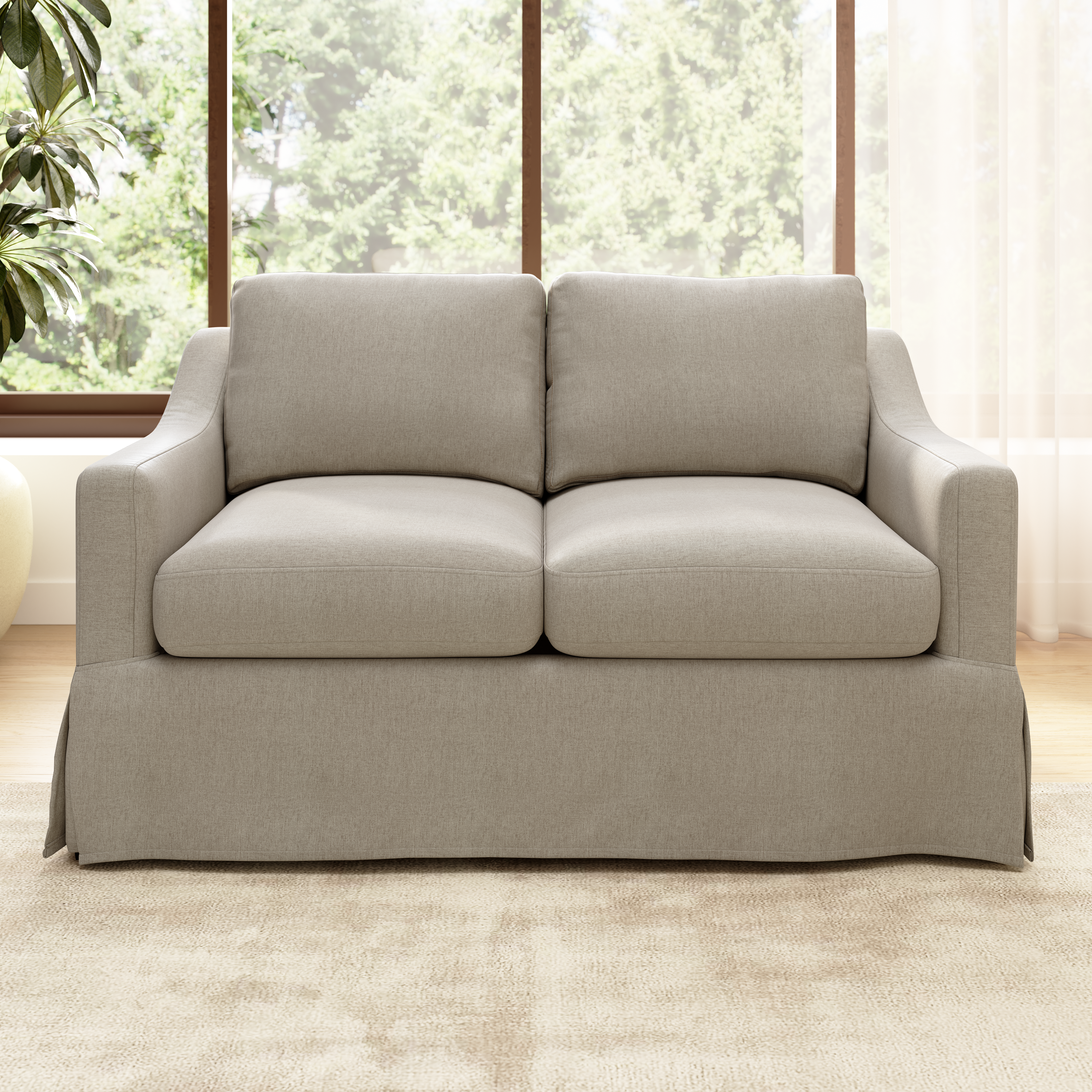 Shop Bush Home Harper 57W Loveseat with Slipcover HAR011SDB 2 #color_sand basketweave fabric