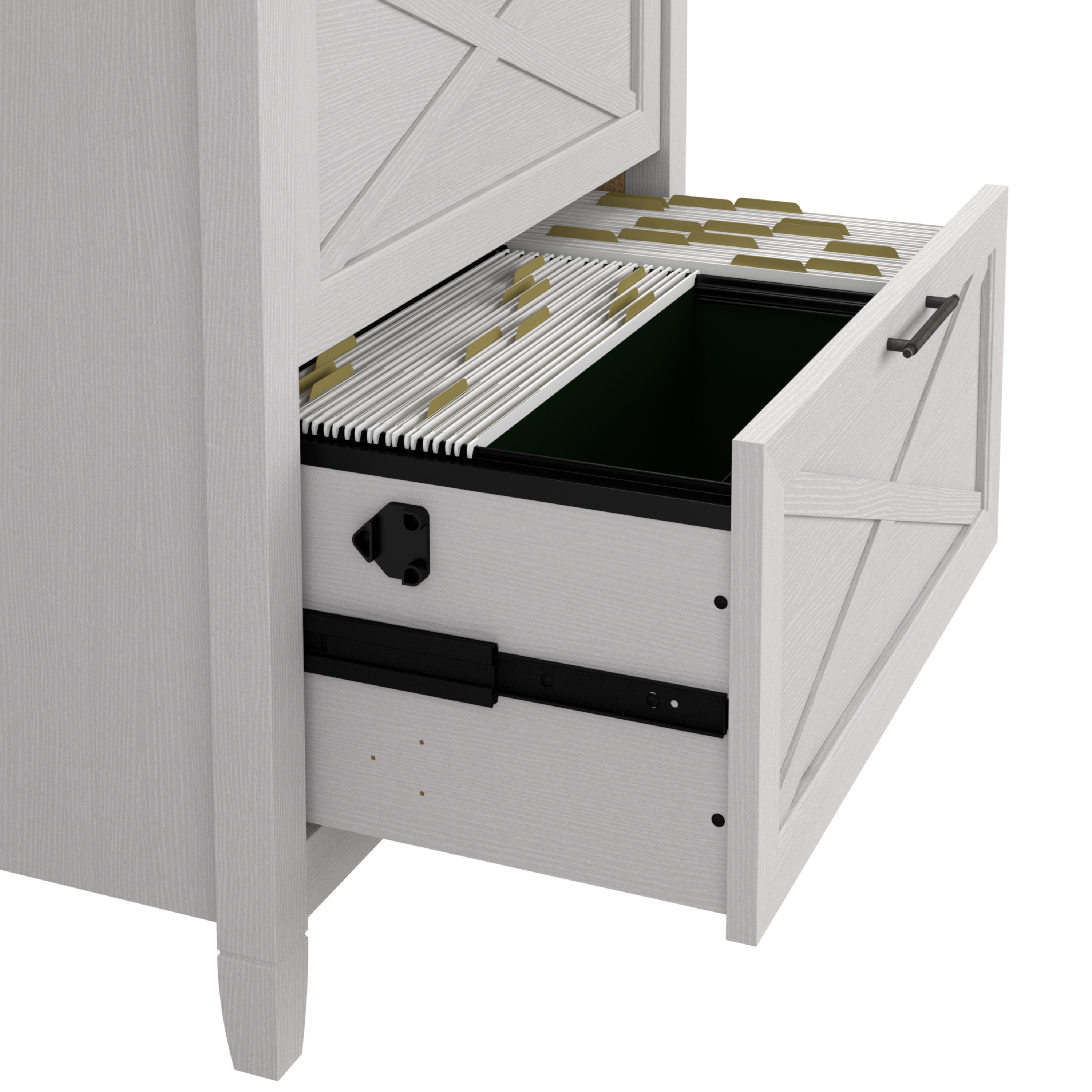 Shop Bush Furniture Key West 60W L Shaped Desk with 2 Drawer Lateral File Cabinet 03 KWS014WT #color_pure white oak