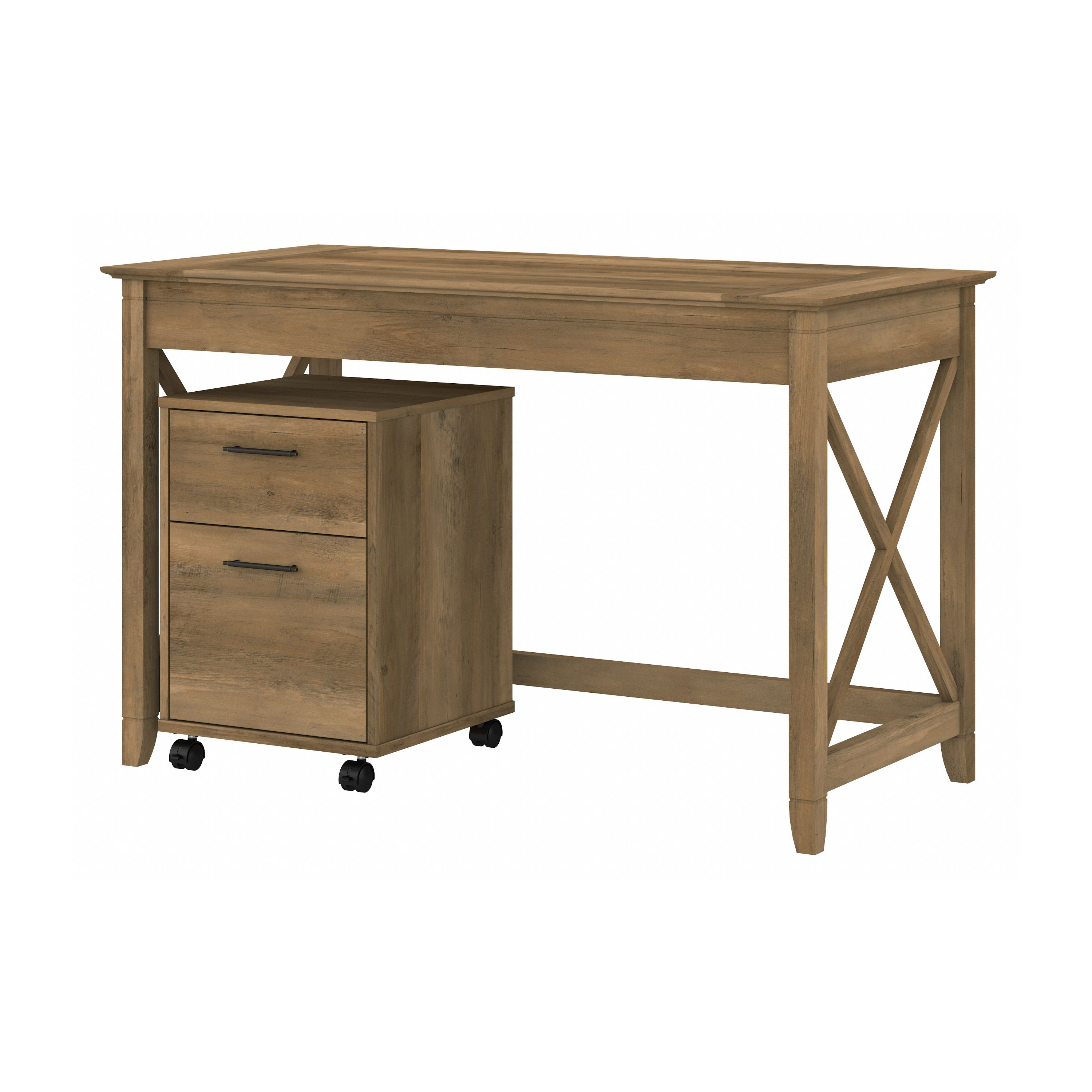 Shop Bush Furniture Key West 48W Writing Desk with 2 Drawer Mobile File Cabinet 02 KWS001RCP #color_reclaimed pine