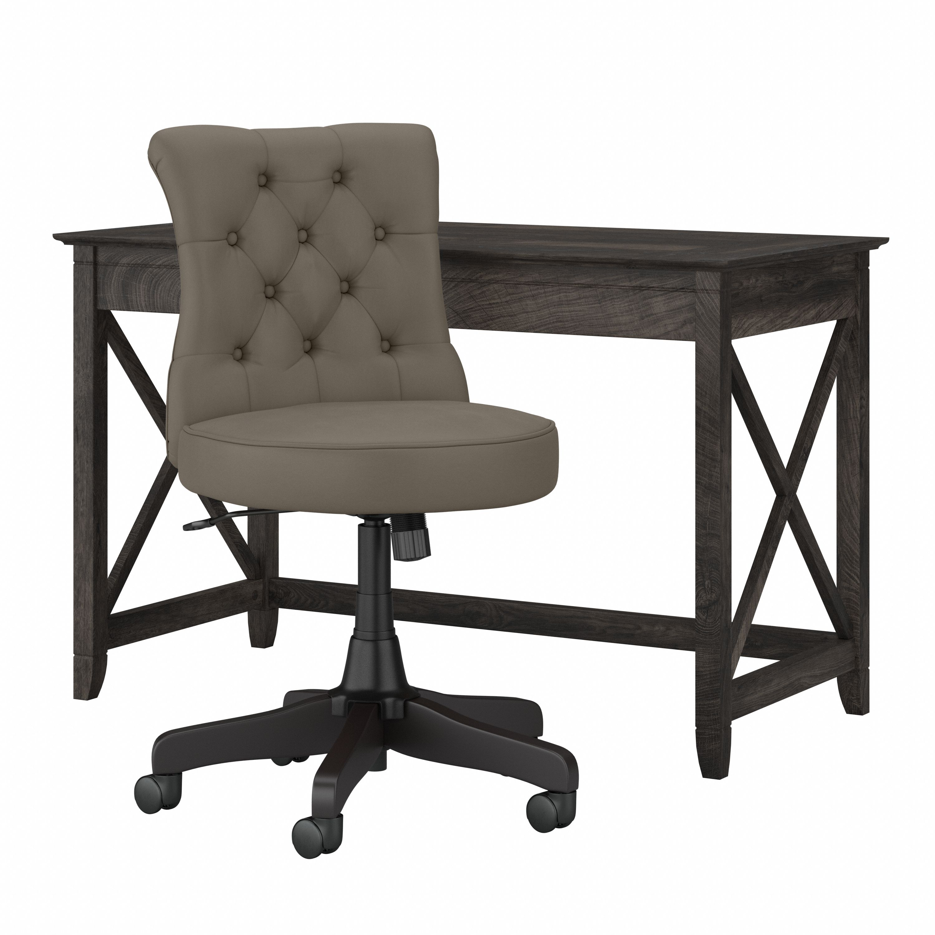 Shop Bush Furniture Key West 48W Writing Desk with Mid Back Tufted Office Chair 02 KWS021GH #color_dark gray hickory