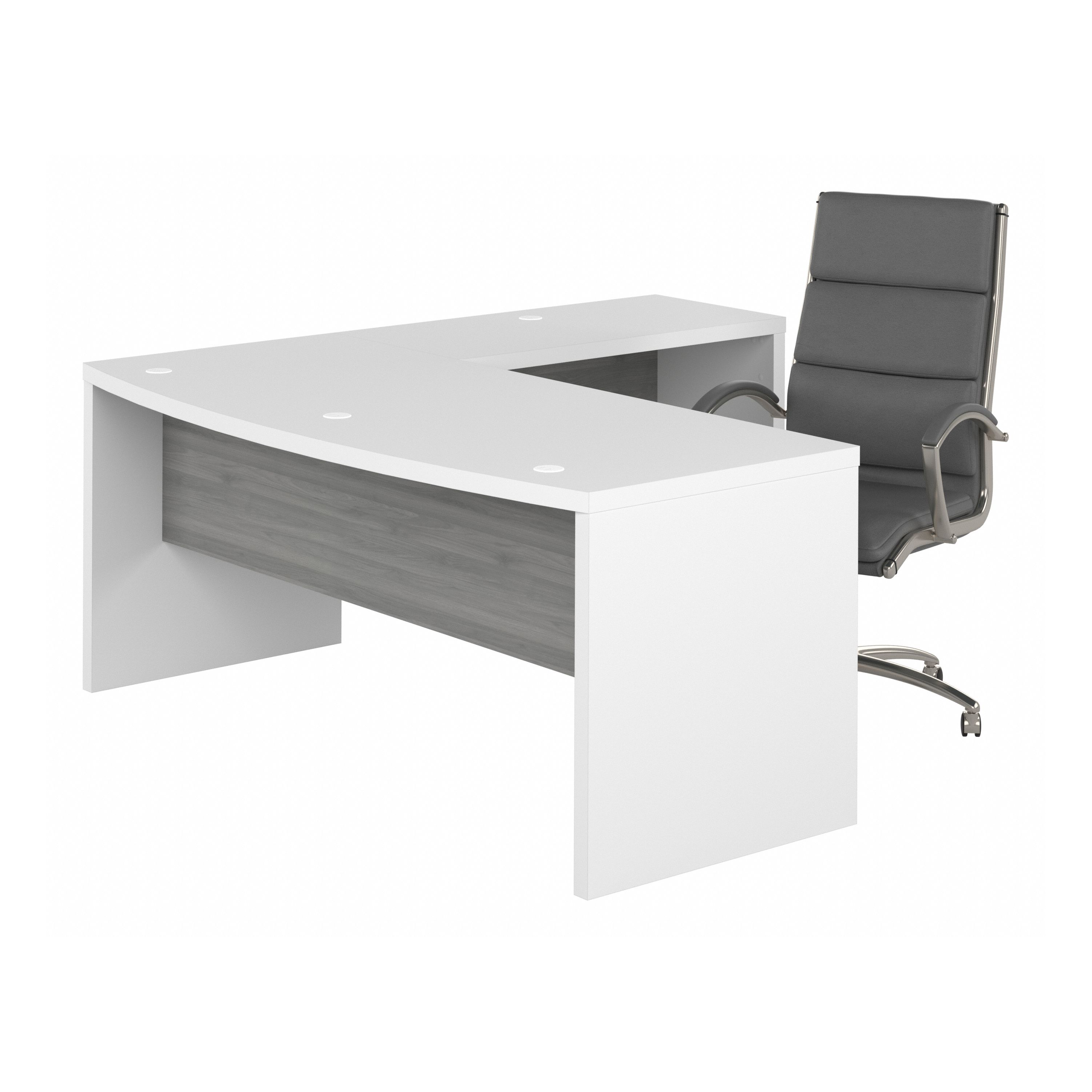 Shop Bush Business Furniture Echo 72W Bow Front L Shaped Desk and Chair Set 02 ECH058WHMG #color_pure white/modern gray