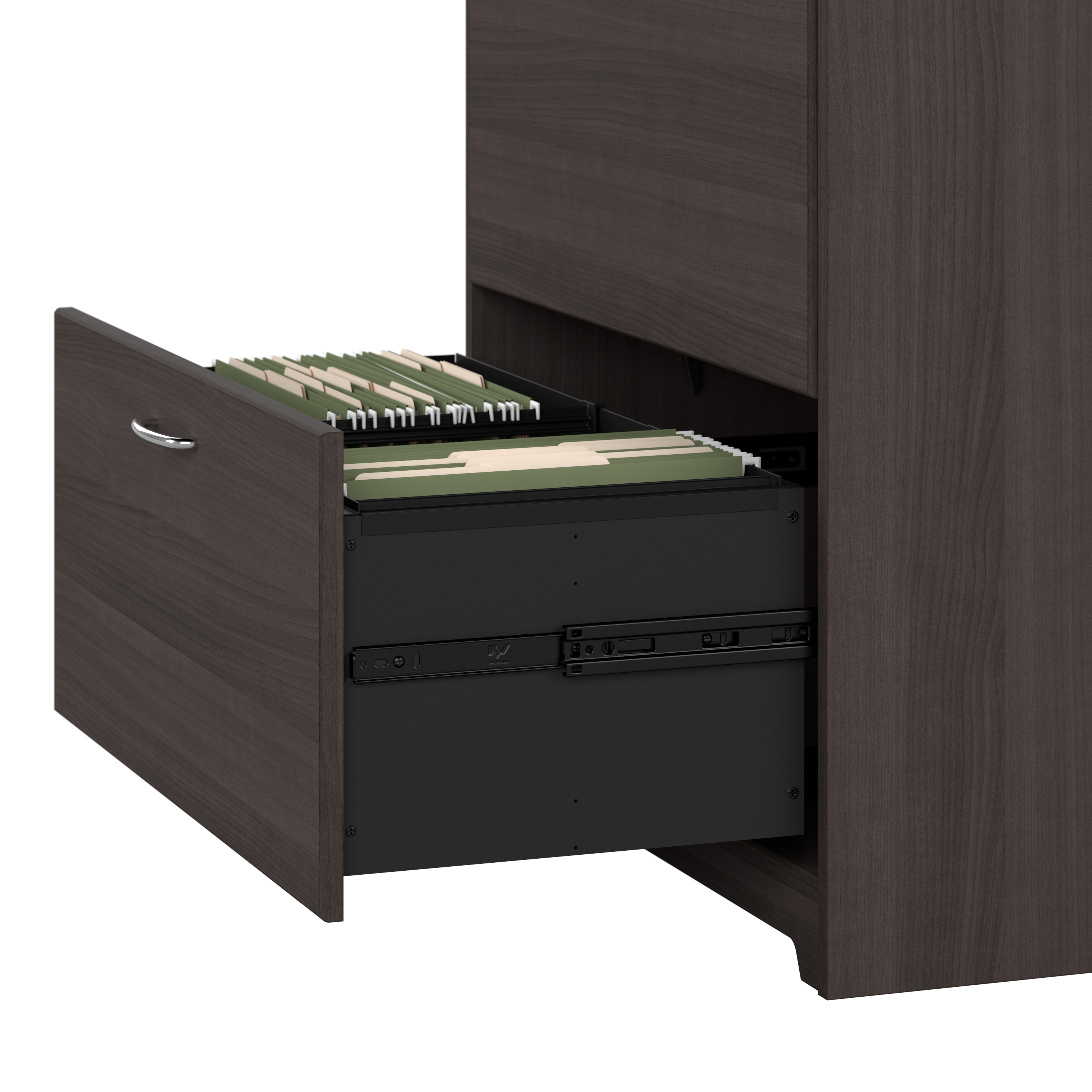 Shop Bush Furniture Cabot 60W L Shaped Computer Desk with Hutch, File Cabinet and Bookcase 05 CAB010HRG #color_heather gray