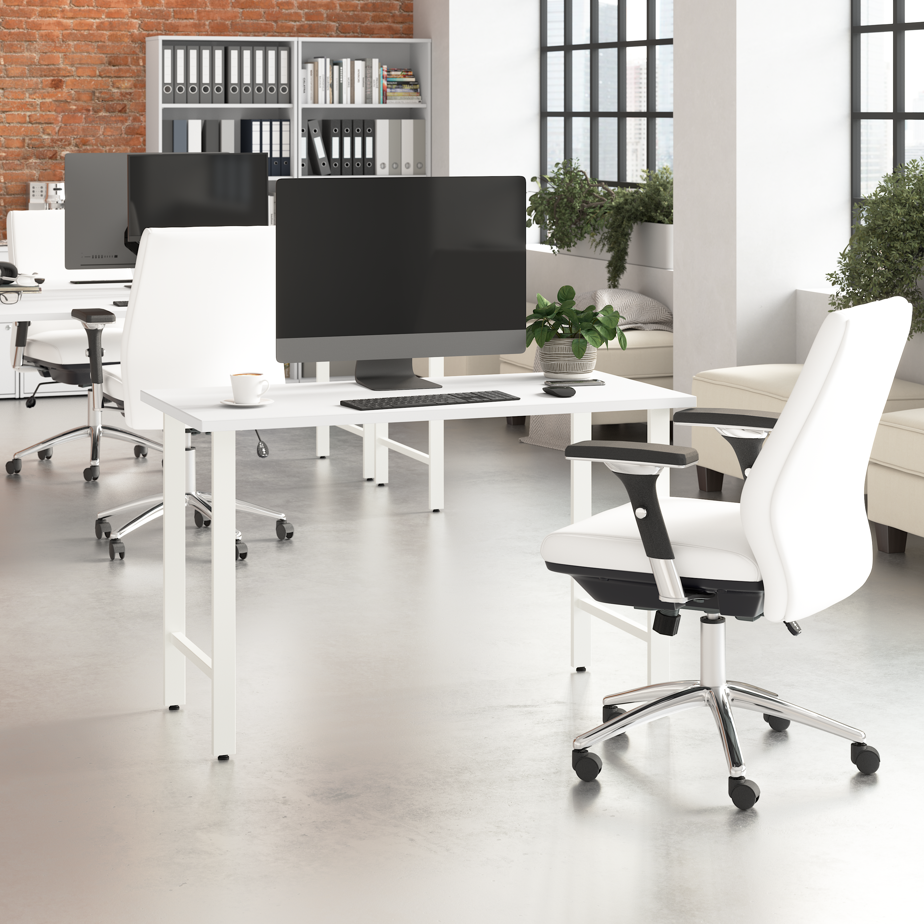 Shop Bush Business Furniture Hustle 48W x 24D Computer Desk with Metal Legs 01 HUD148WH #color_white