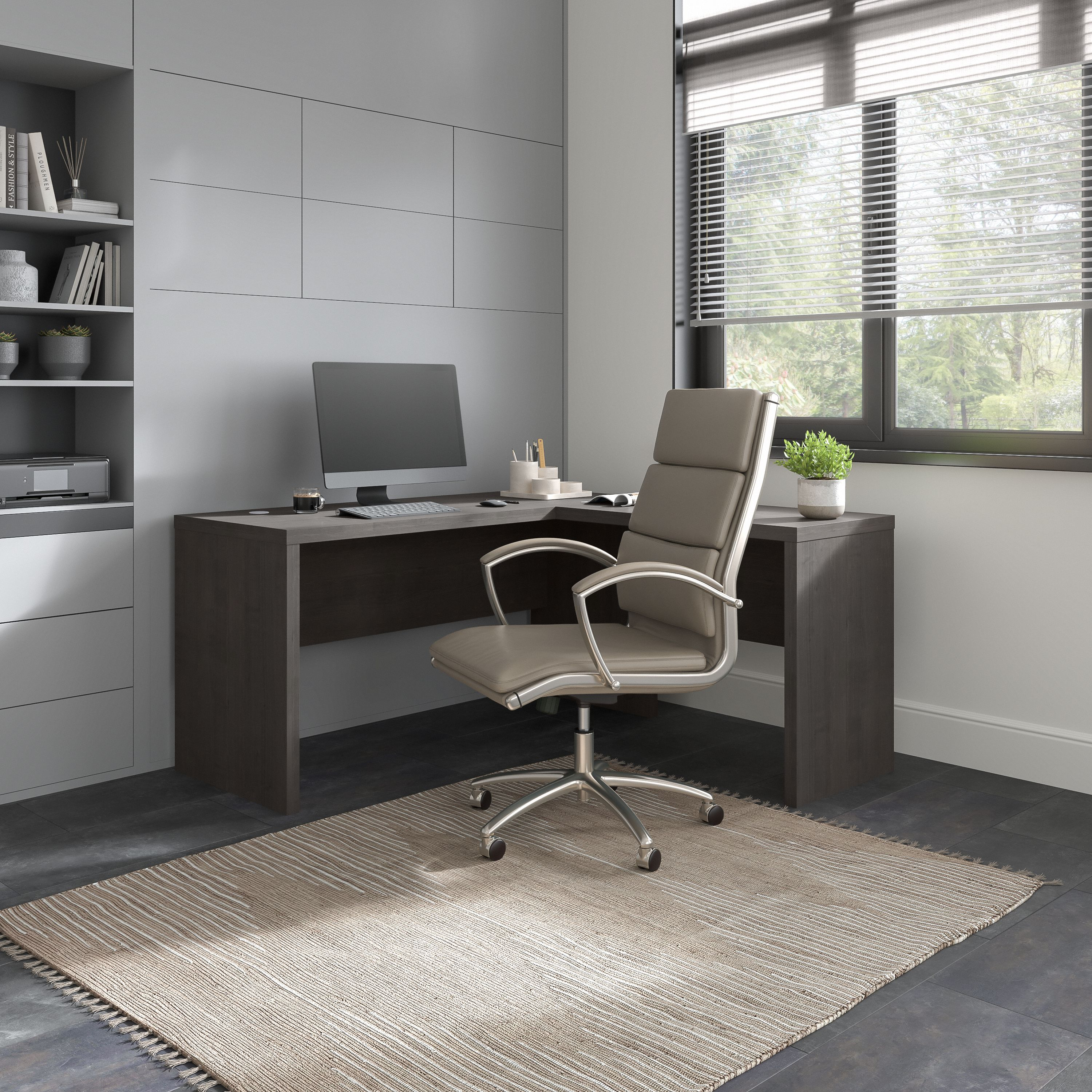 Shop Bush Business Furniture Echo L Shaped Desk 01 ECH026CM #color_charcoal maple