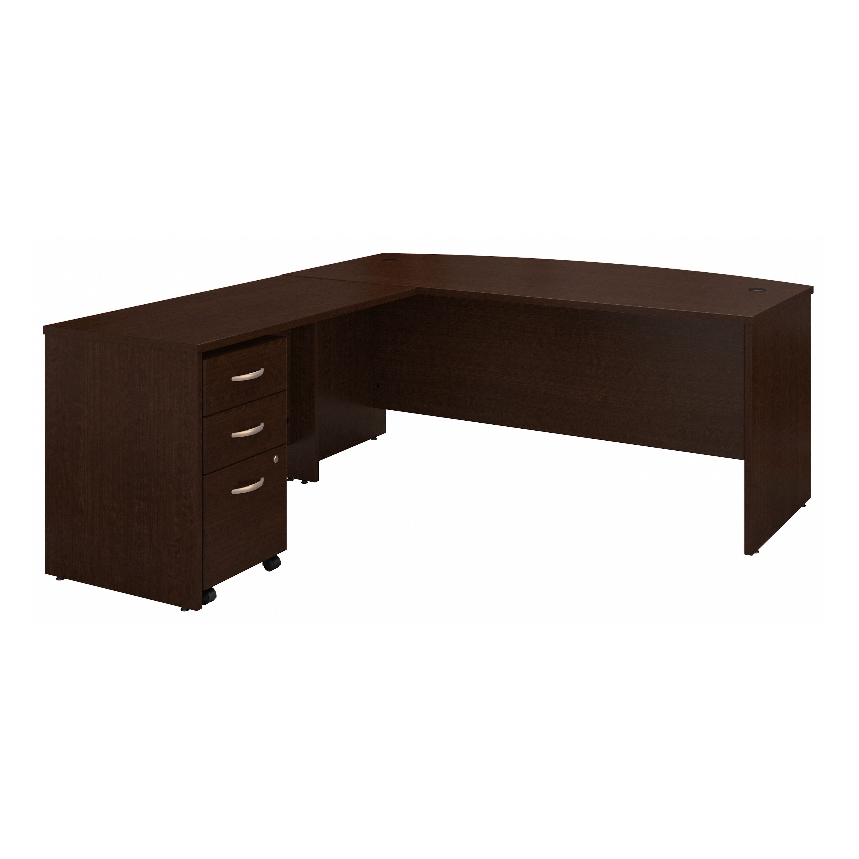 Shop Bush Business Furniture Series C 72W Bow Front L Shaped Desk with 48W Return and Mobile File Cabinet 02 SRC084MRSU #color_mocha cherry