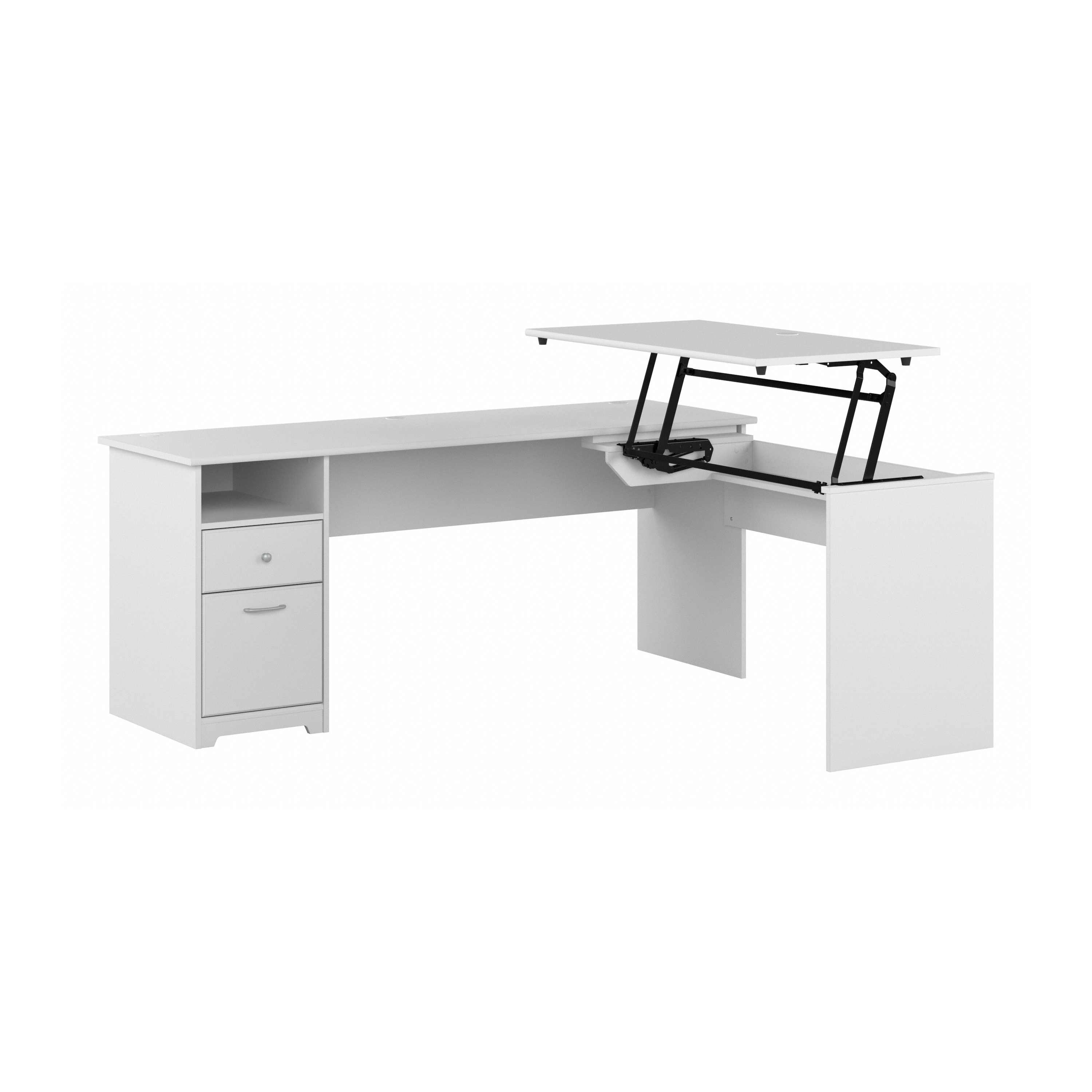 Shop Bush Furniture Cabot 72W 3 Position Sit to Stand L Shaped Desk 02 CAB050WHN #color_white