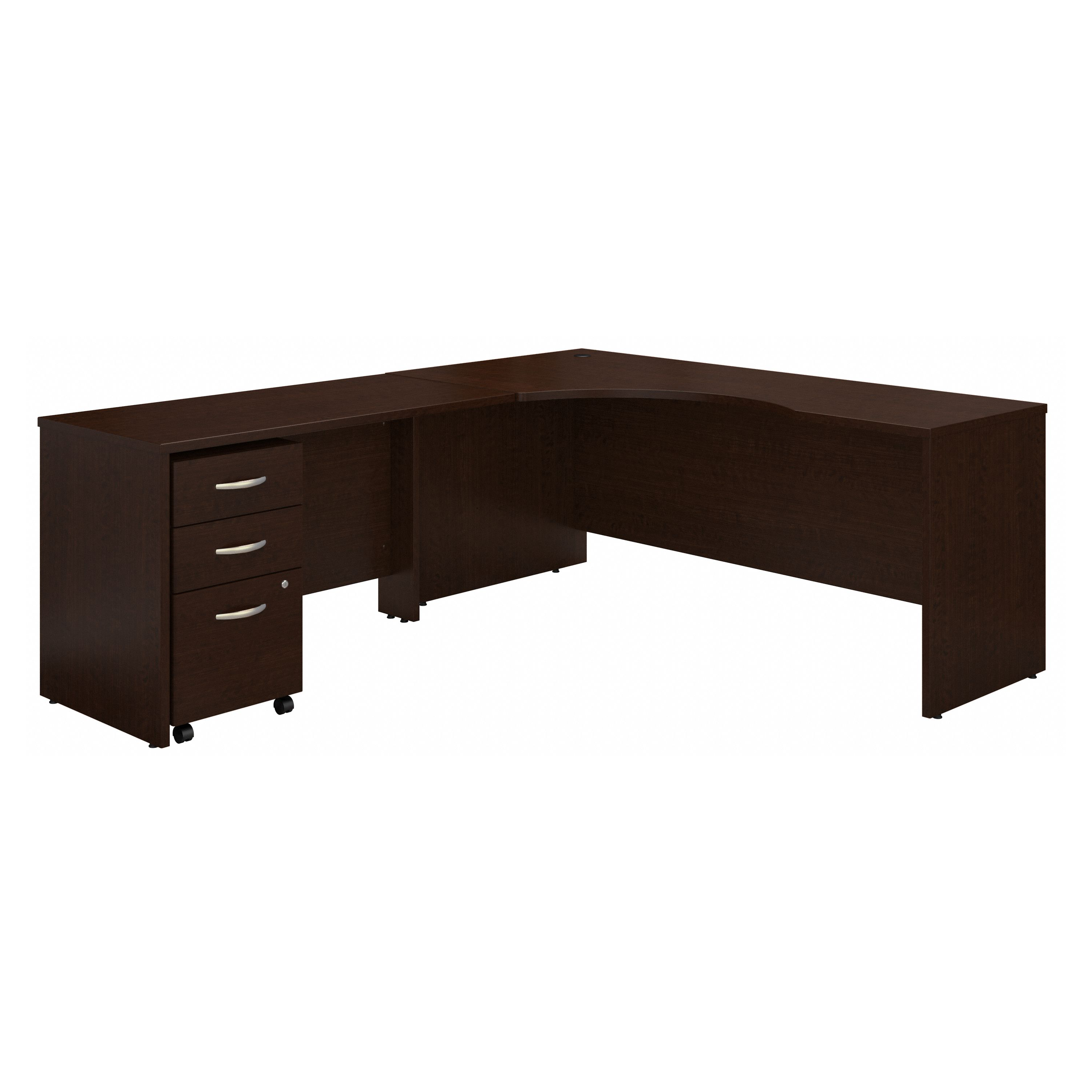 Shop Bush Business Furniture Series C 72W Left Handed Corner Desk with 48W Return and Mobile File Cabinet 02 SRC086MRSU #color_mocha cherry