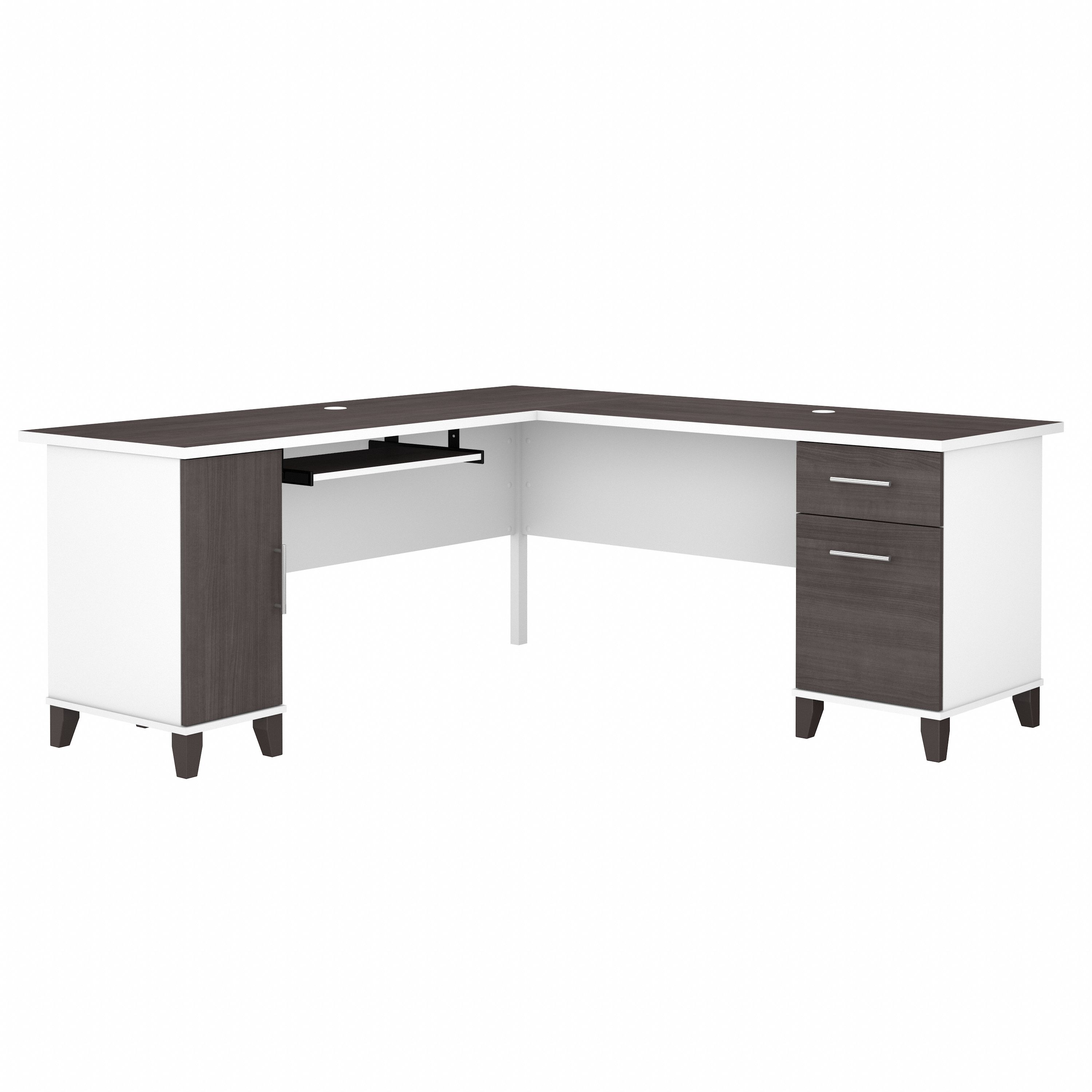 Shop Bush Furniture Somerset 72W L Shaped Desk with Storage 02 WC81010K #color_storm gray/white