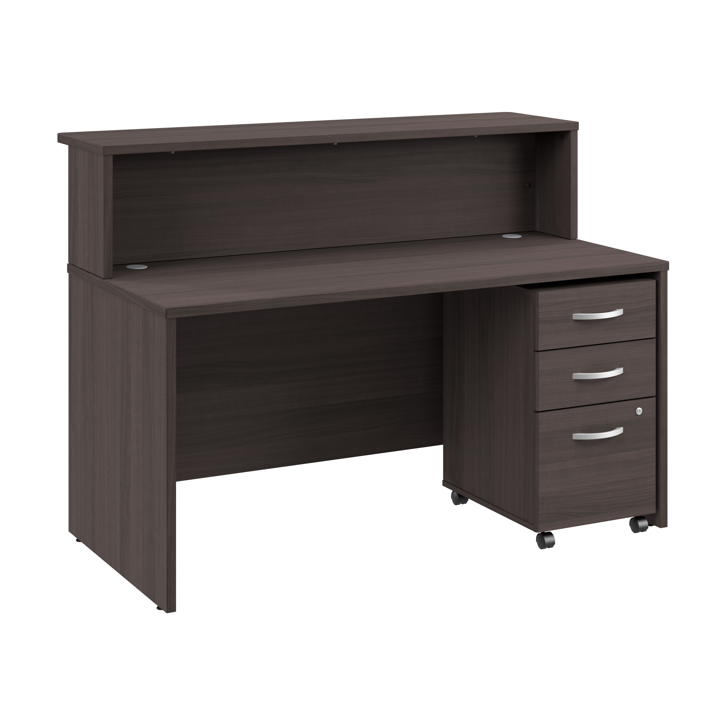Shop Bush Business Furniture Arrive 60W x 30D Reception Desk with Shelf and Mobile File Cabinet 02 ARV002SG #color_storm gray