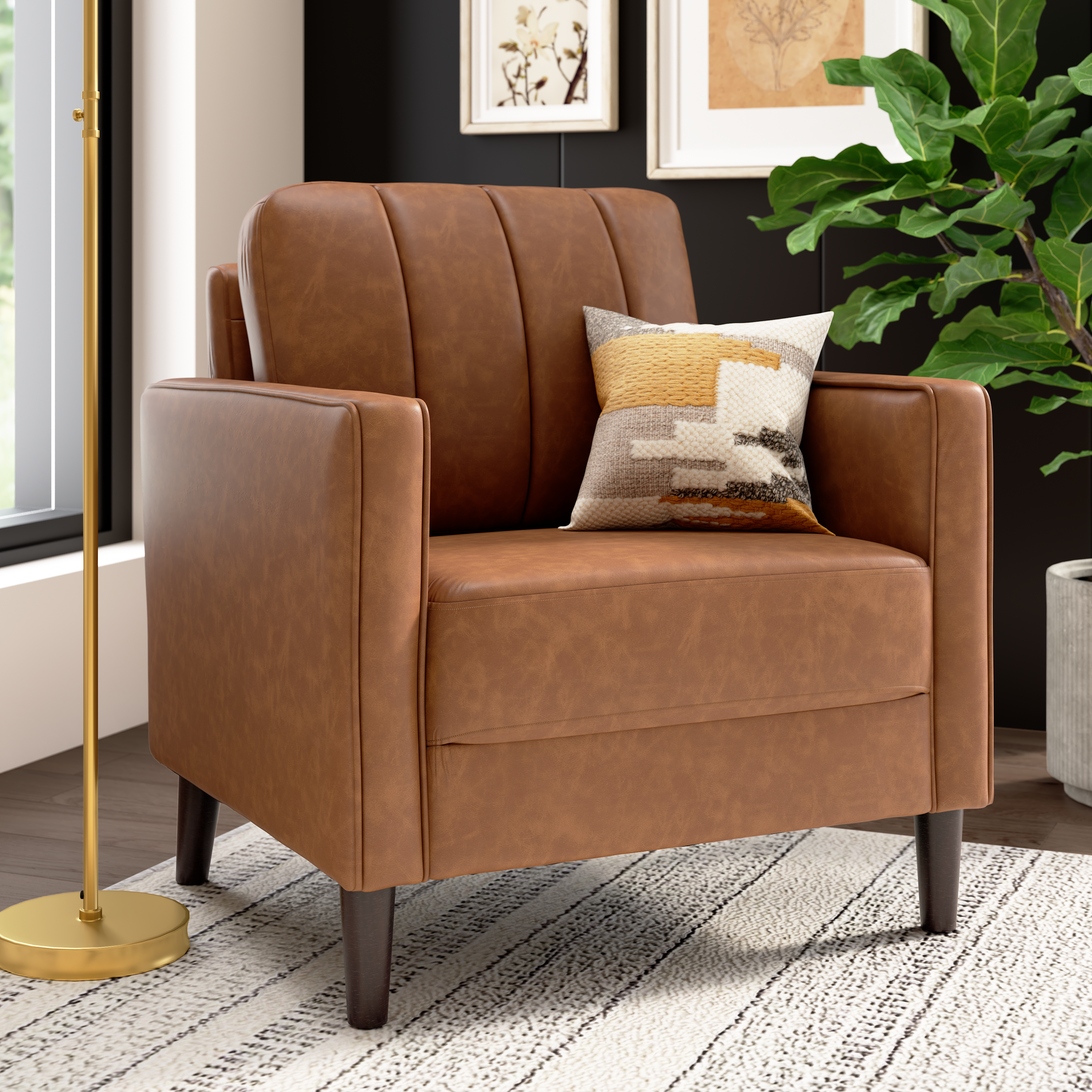 Shop Bush Home Max 32W Accent Chair MXK132BCL-03 2 #color_buffed camel leather