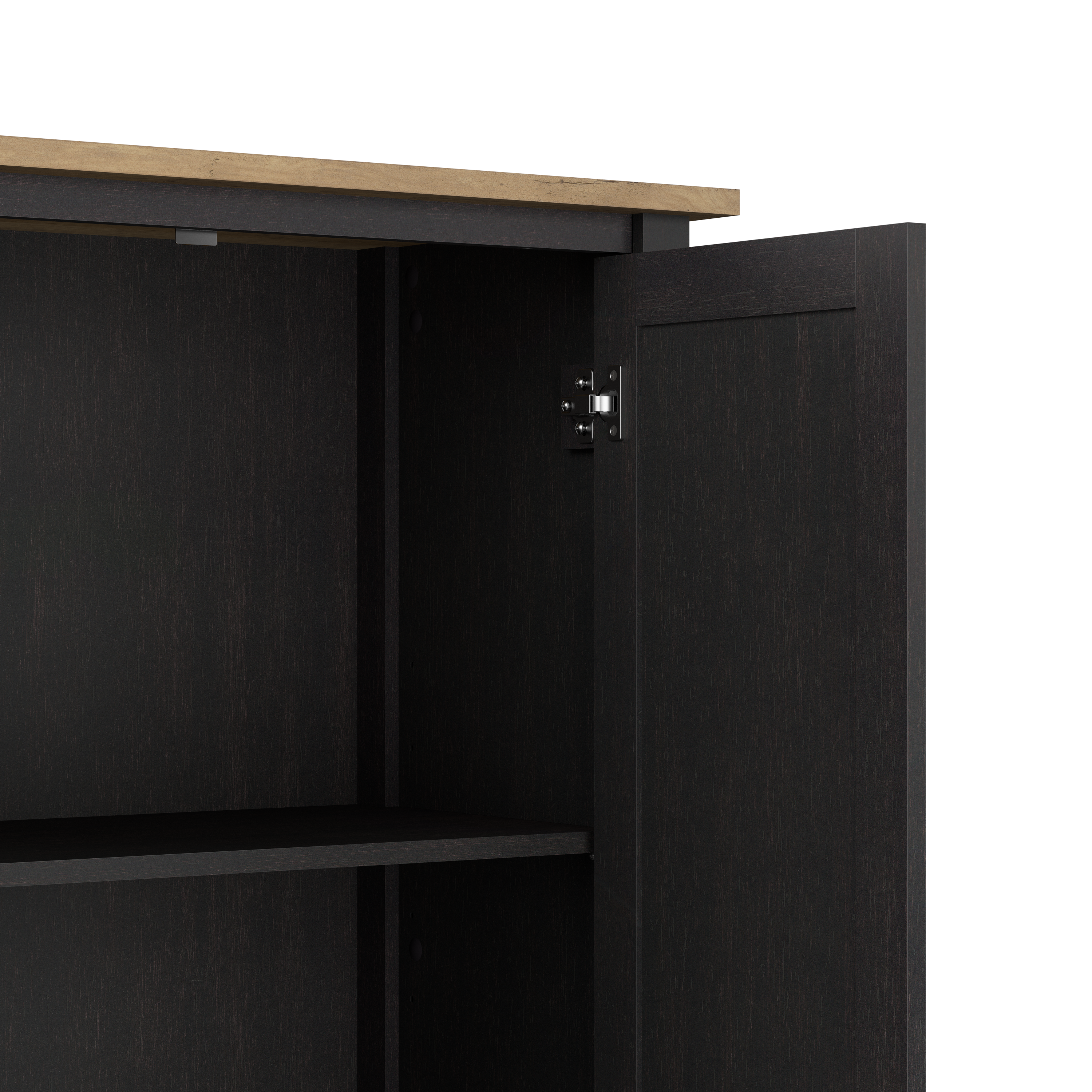 Shop Bush Furniture Mayfield Tall Storage Cabinet with Doors 03 MAS132V2P-03 #color_vintage black/reclaimed pine