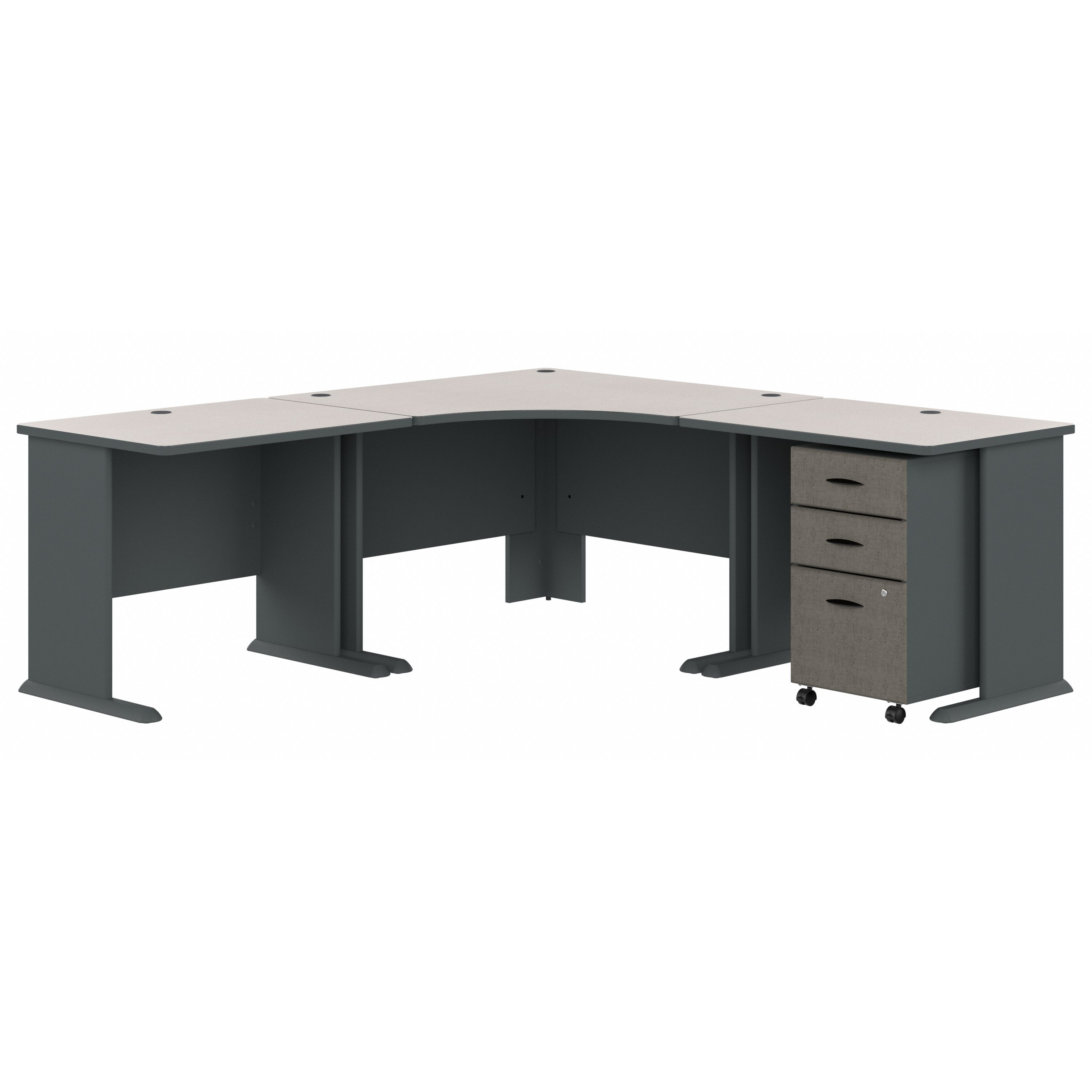 Shop Bush Business Furniture Series A 84W x 84D Corner Desk with Mobile File Cabinet 02 SRA041SLSU #color_slate/white spectrum