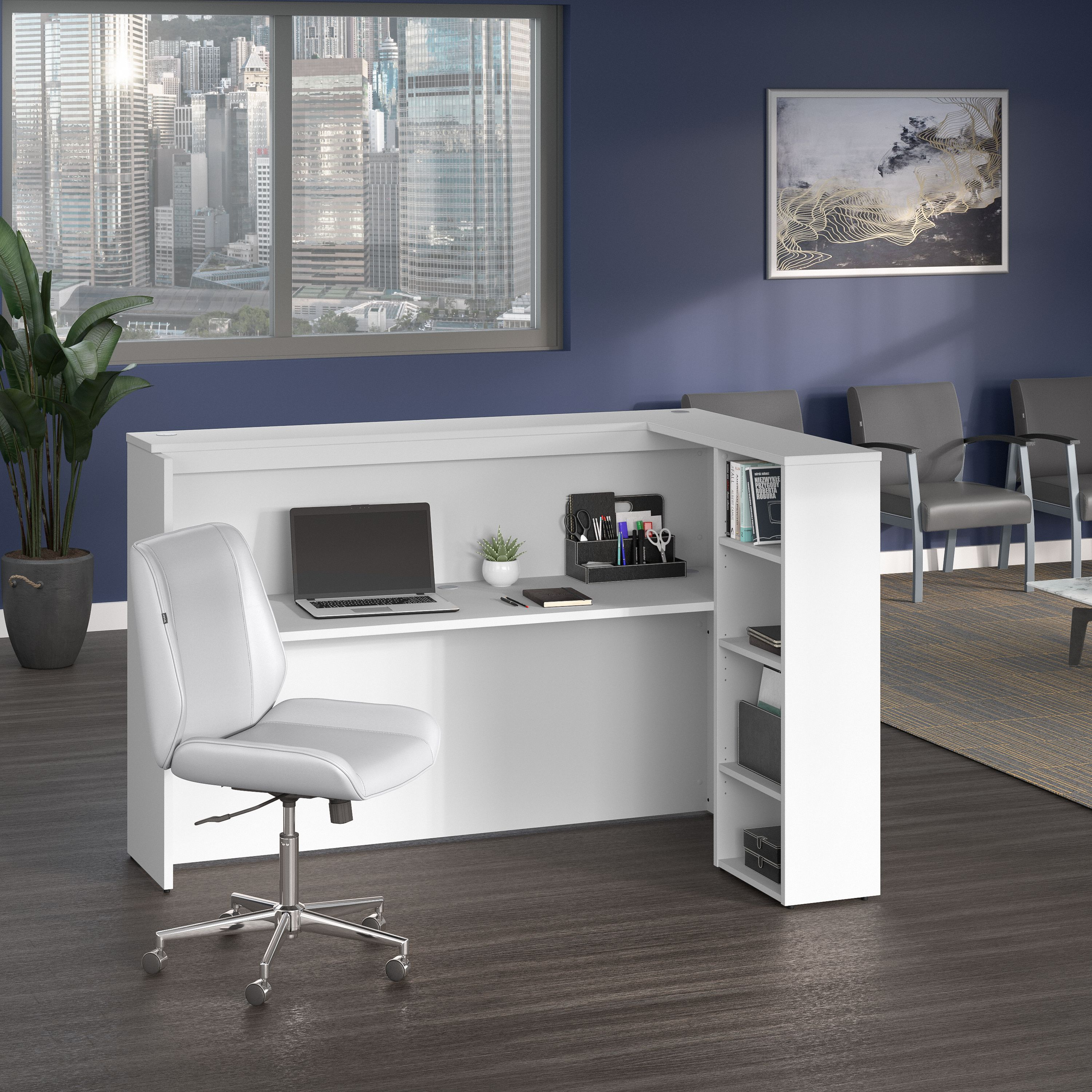 Shop Bush Business Furniture Studio C 72W Reception Desk with Shelves 01 SCD572WHK-Z1 #color_white