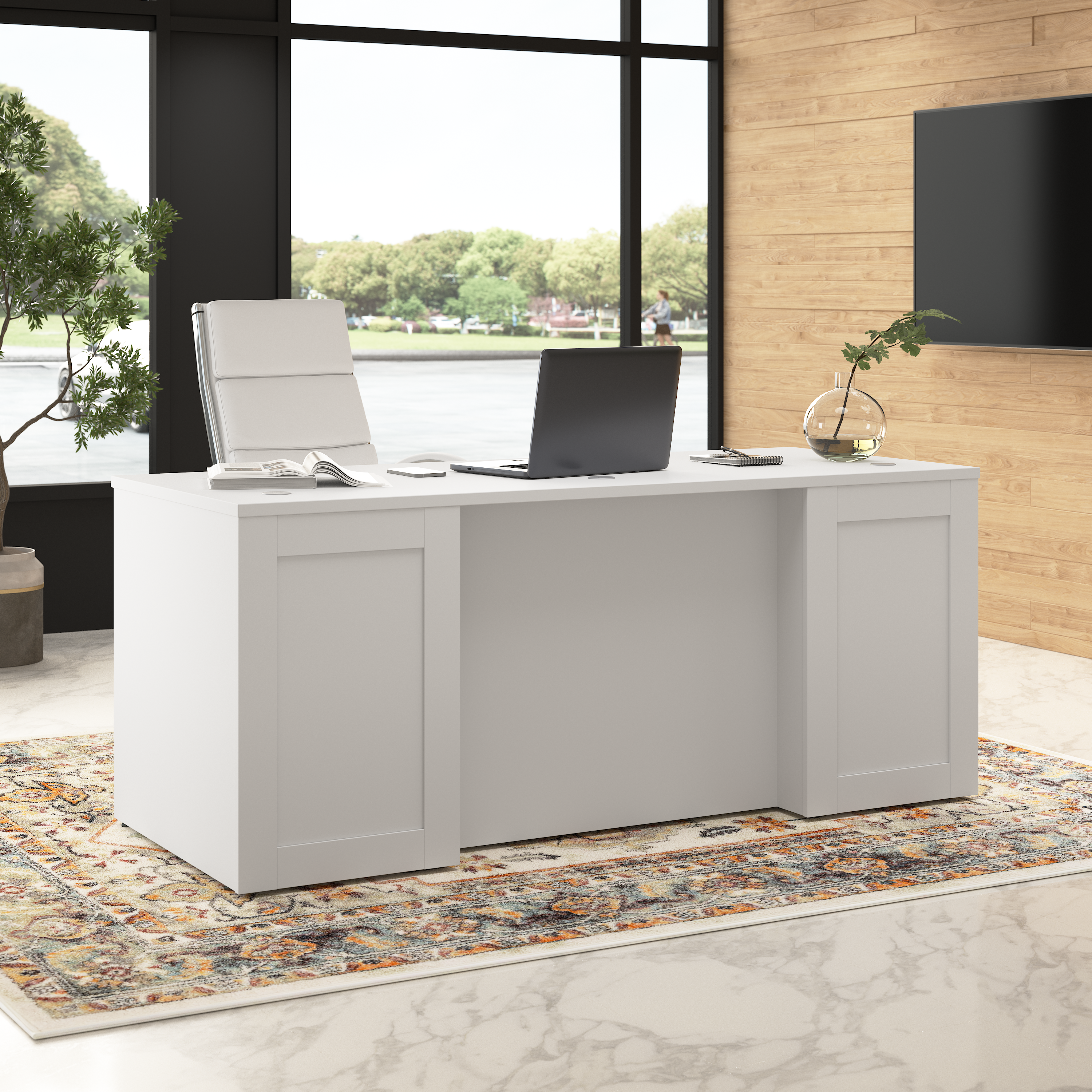 Shop Bush Business Furniture Hampton Heights 72W x 30D Executive Desk 01 HHD172WHK #color_white