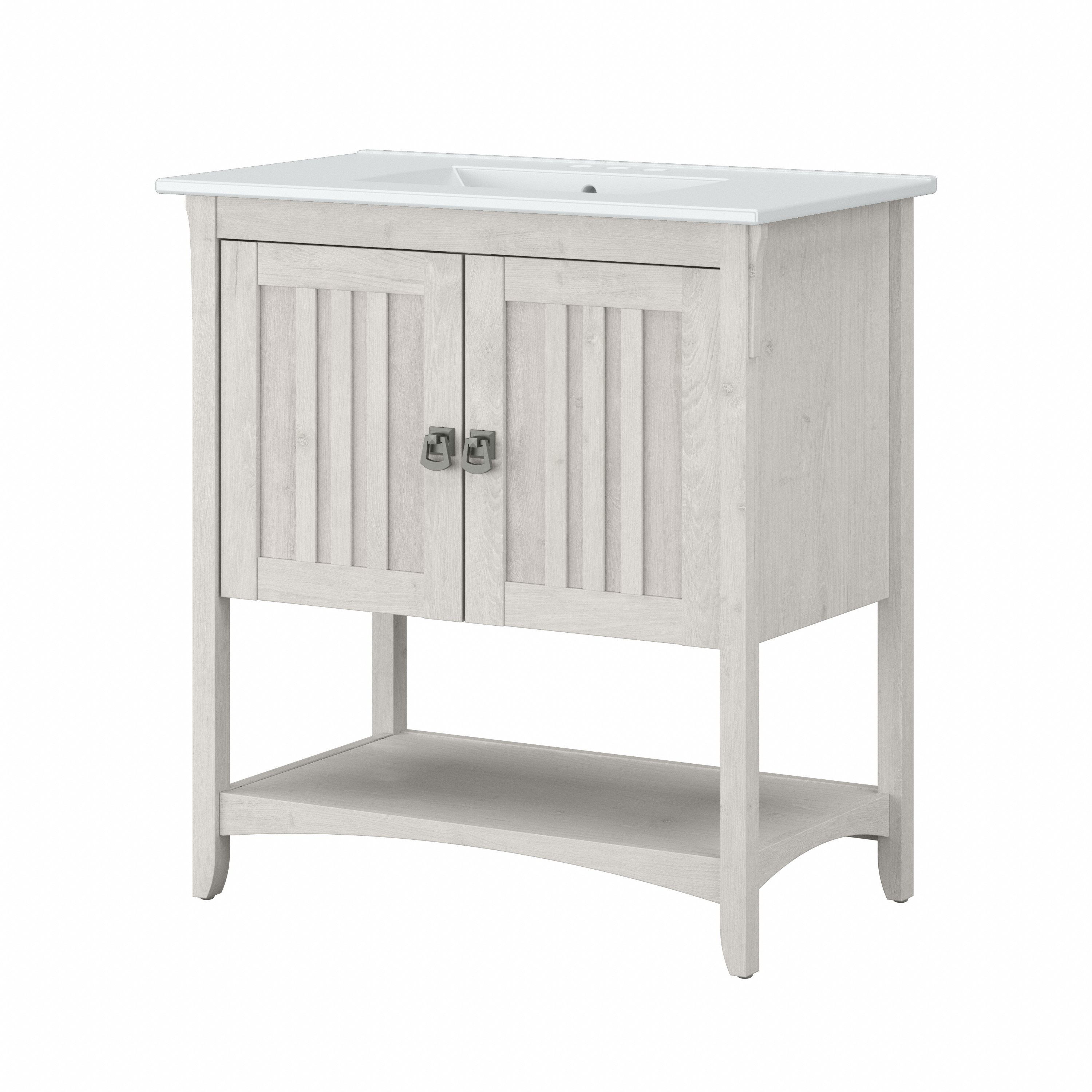 Shop Bush Furniture Salinas 32W Bathroom Vanity with Sink 02 SAVN132LW-03K #color_linen white oak