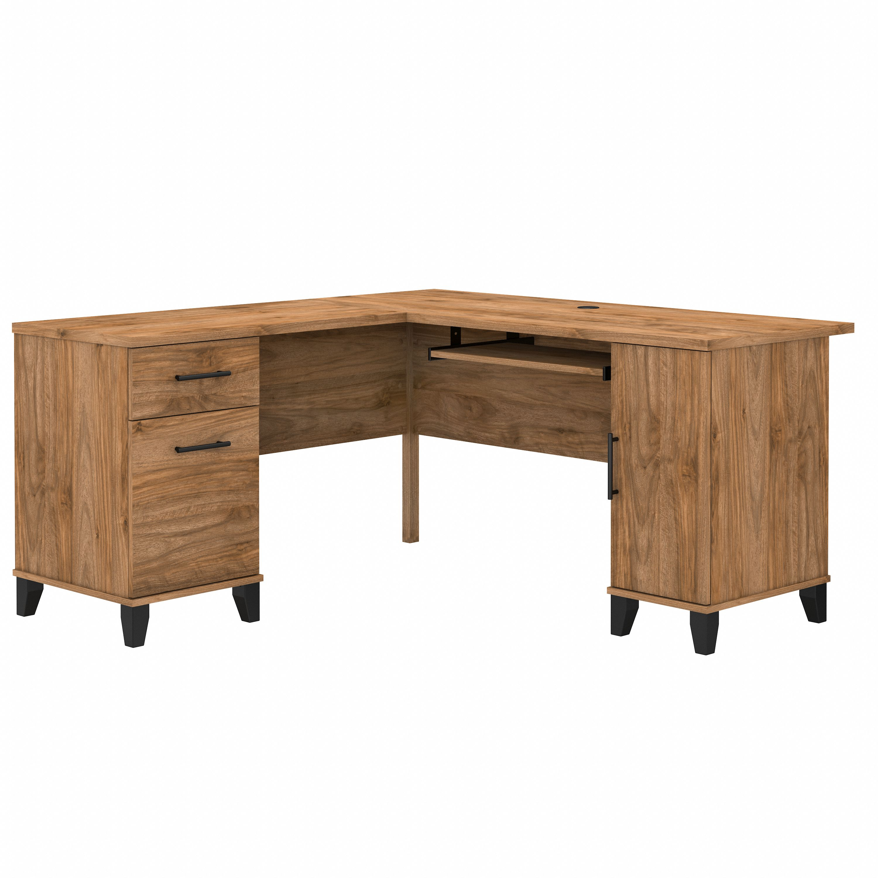 Shop Bush Furniture Somerset 60W L Shaped Desk with Storage 02 WC81330K #color_fresh walnut