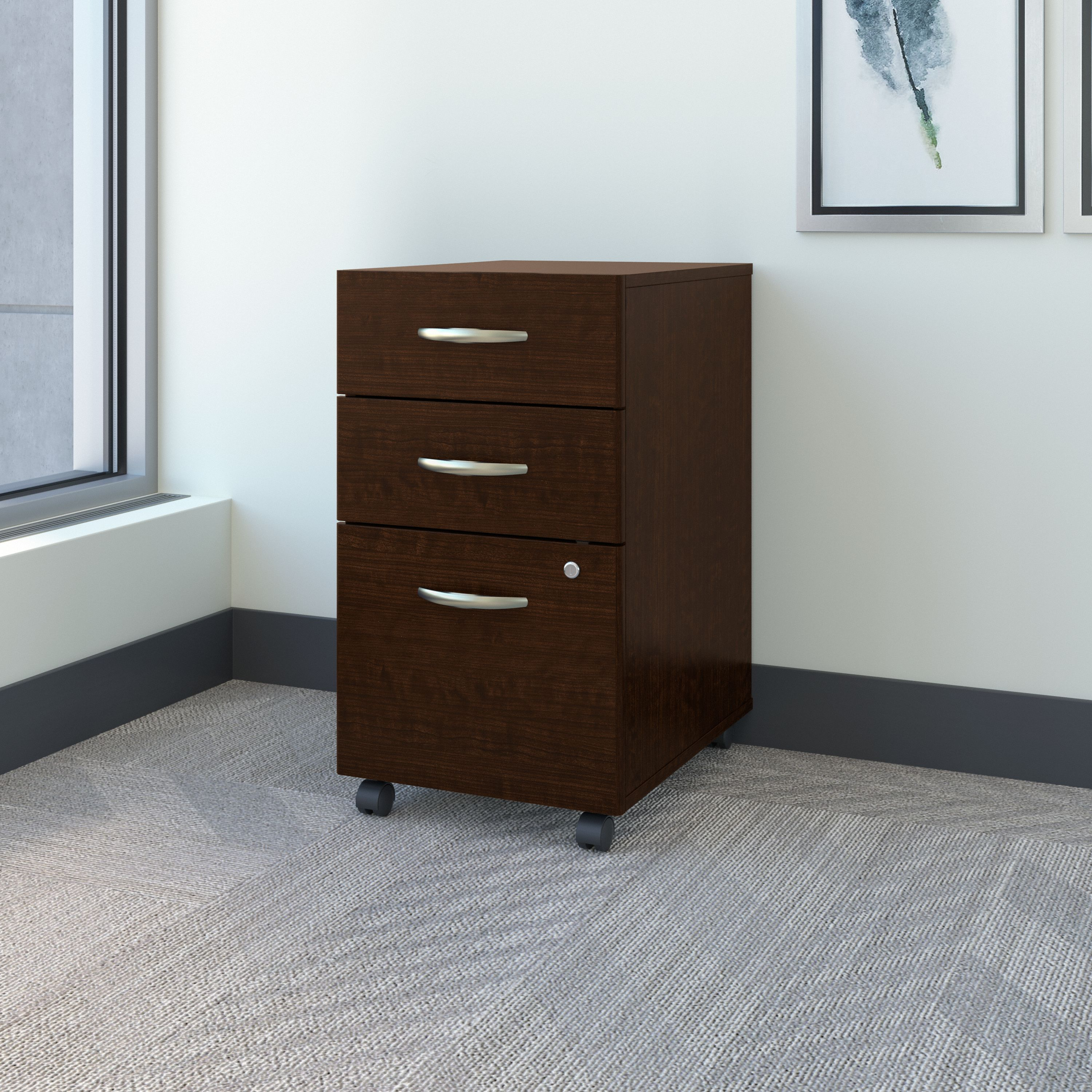 Shop Bush Business Furniture Series C 3 Drawer Mobile File Cabinet - Assembled 01 WC12953SU #color_mocha cherry