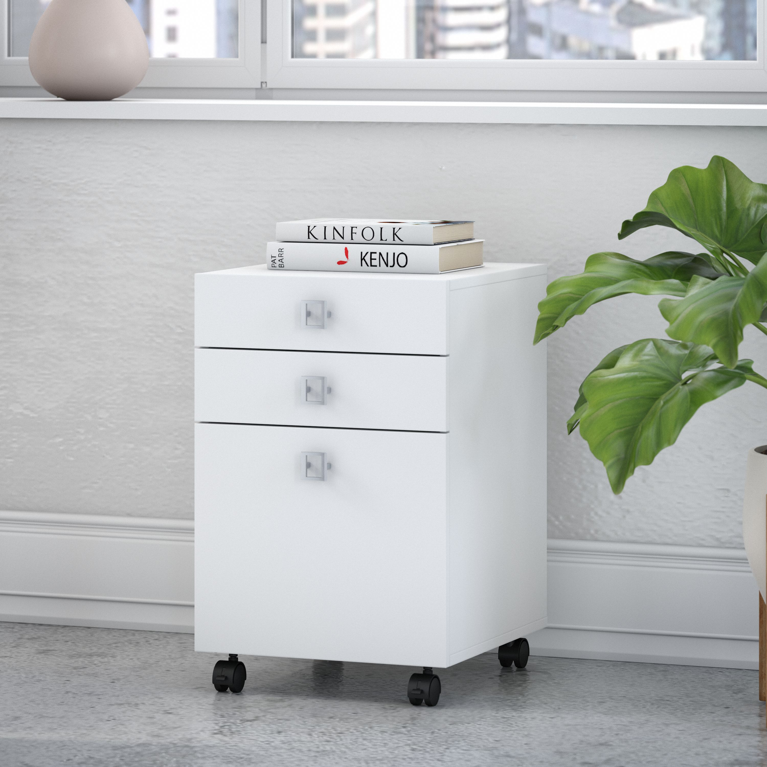 Shop Bush Business Furniture Echo 3 Drawer Mobile File Cabinet 01 KI60101-03 #color_pure white