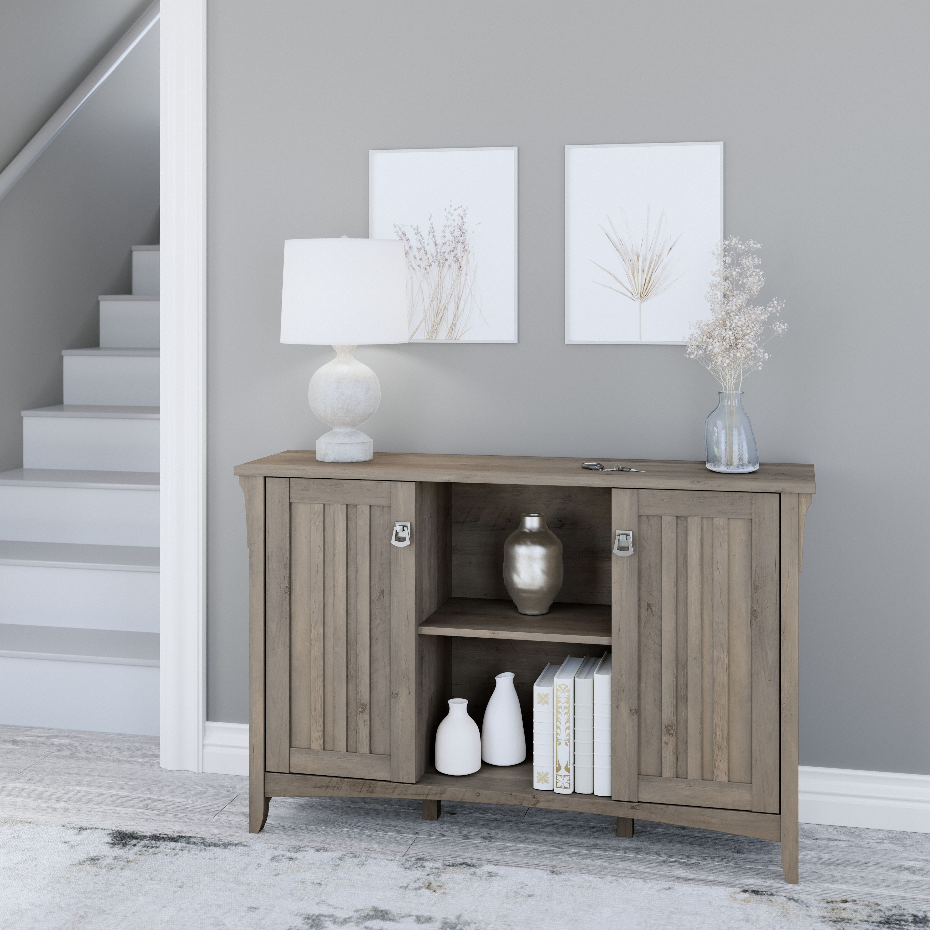Shop Bush Furniture Salinas Accent Storage Cabinet with Doors 01 SAS147DG-03 #color_driftwood gray