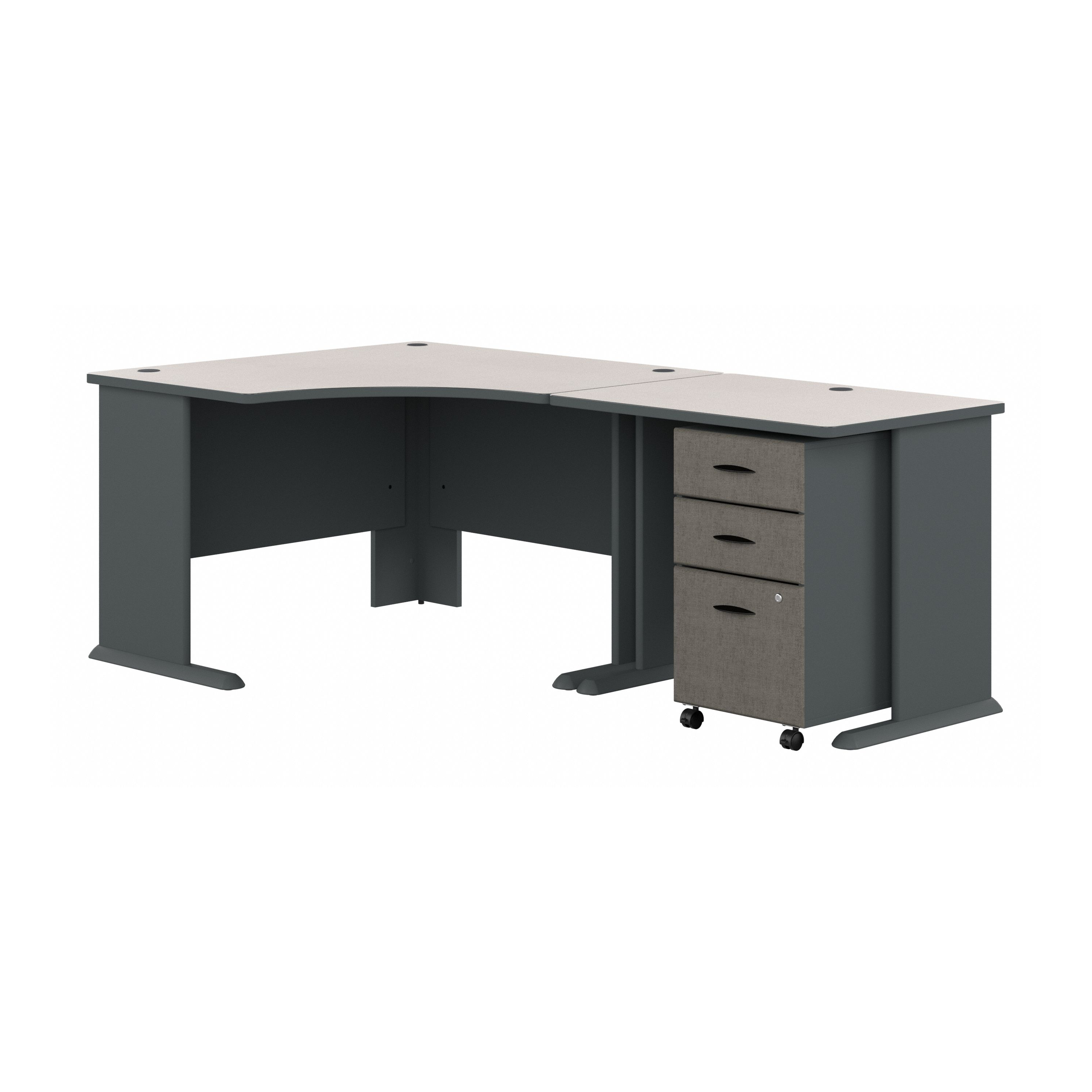 Shop Bush Business Furniture Series A 48W Corner Desk with 36W Return and Mobile File Cabinet 02 SRA005SLSU #color_slate/white spectrum