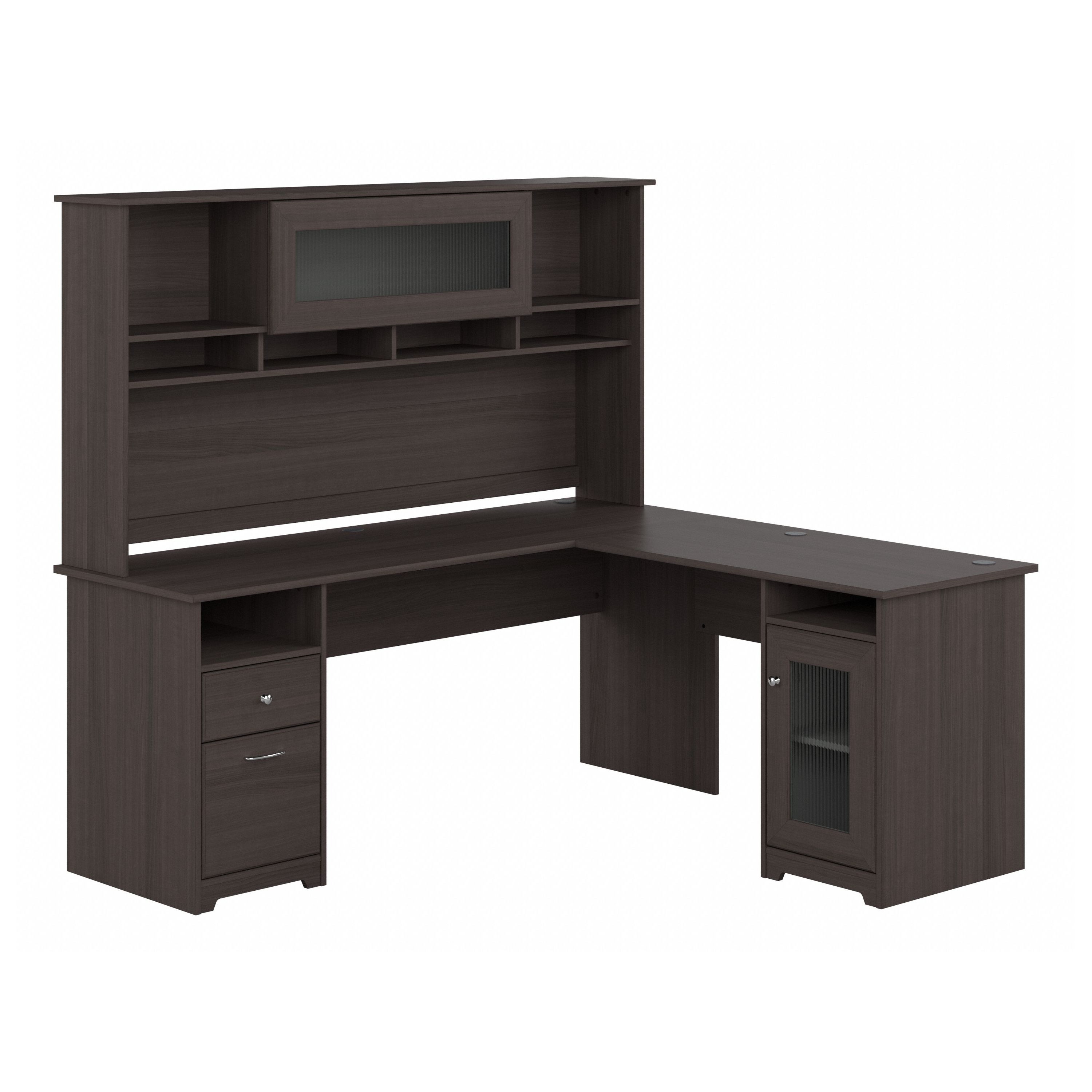 Shop Bush Furniture Cabot 72W L Shaped Computer Desk with Hutch and Storage 02 CAB073HRG #color_heather gray