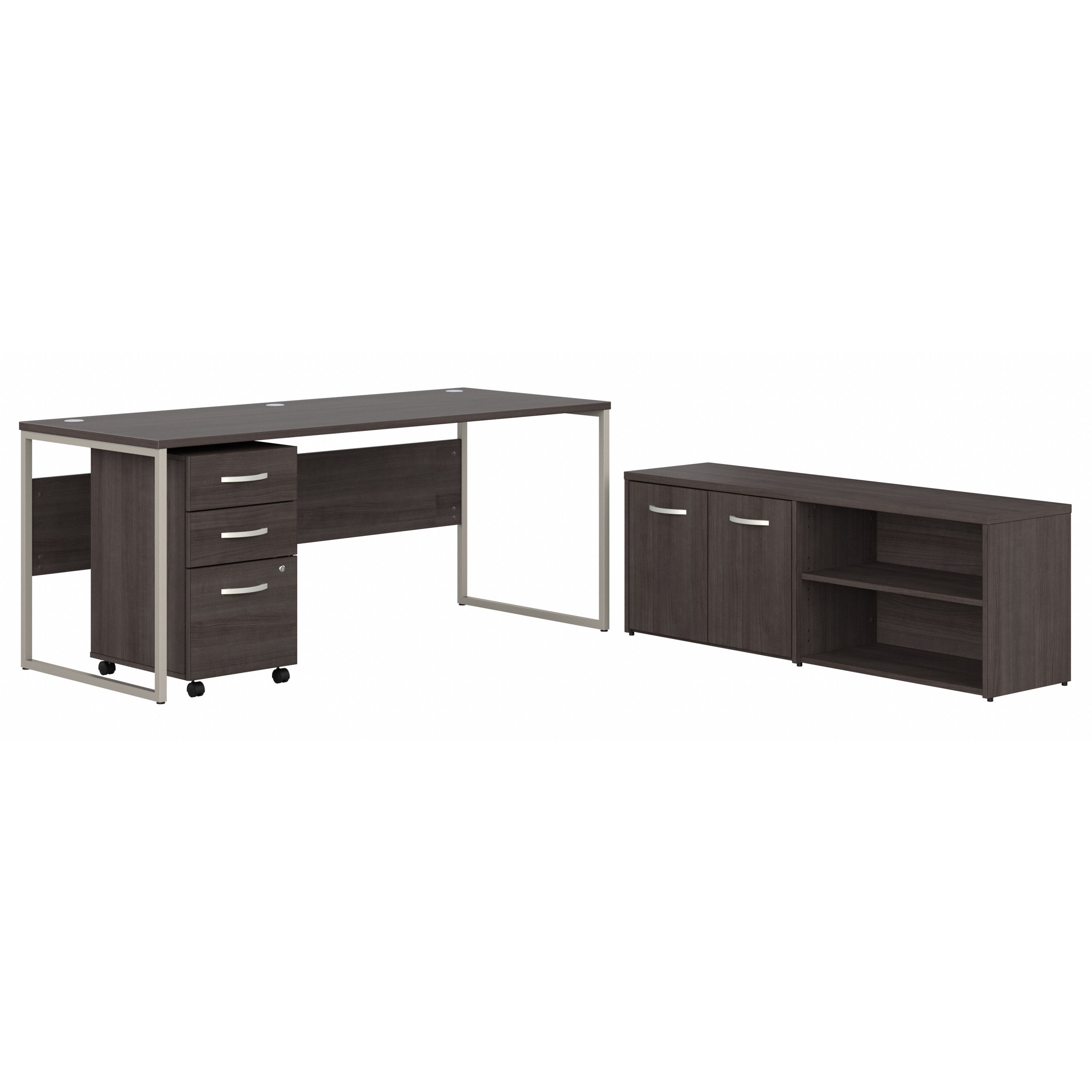 Shop Bush Business Furniture Hybrid 72W x 30D Computer Table Desk with Storage and Mobile File Cabinet 02 HYB014SGSU #color_storm gray