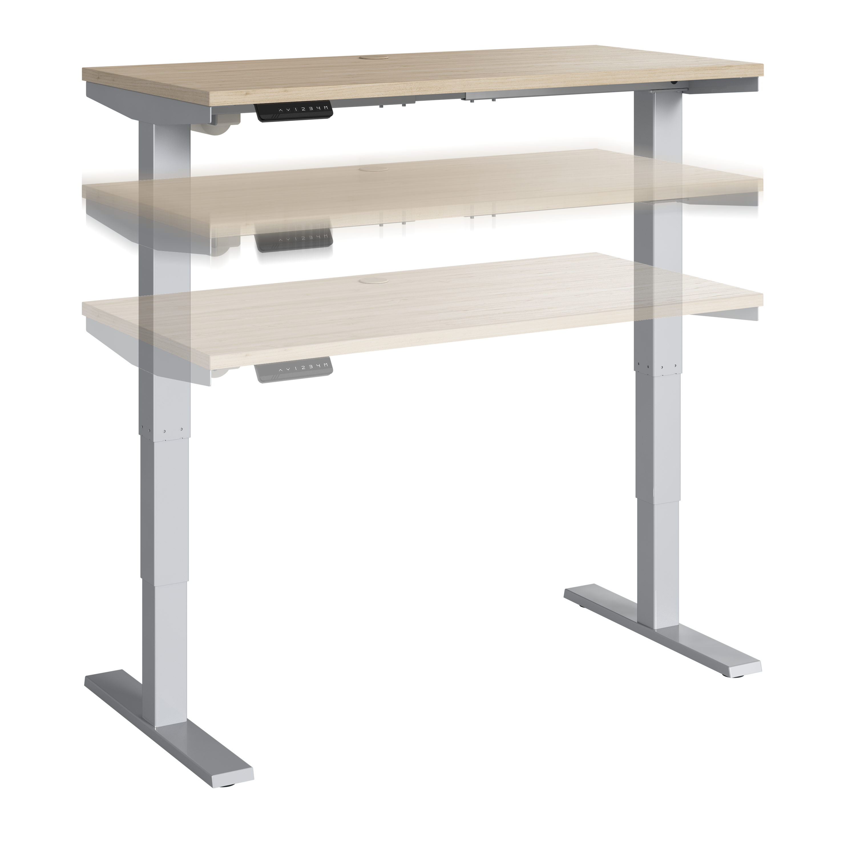 Shop Move 40 Series by Bush Business Furniture 48W x 24D Electric Height Adjustable Standing Desk 02 M4S4824NESK #color_natural elm/cool gray metallic