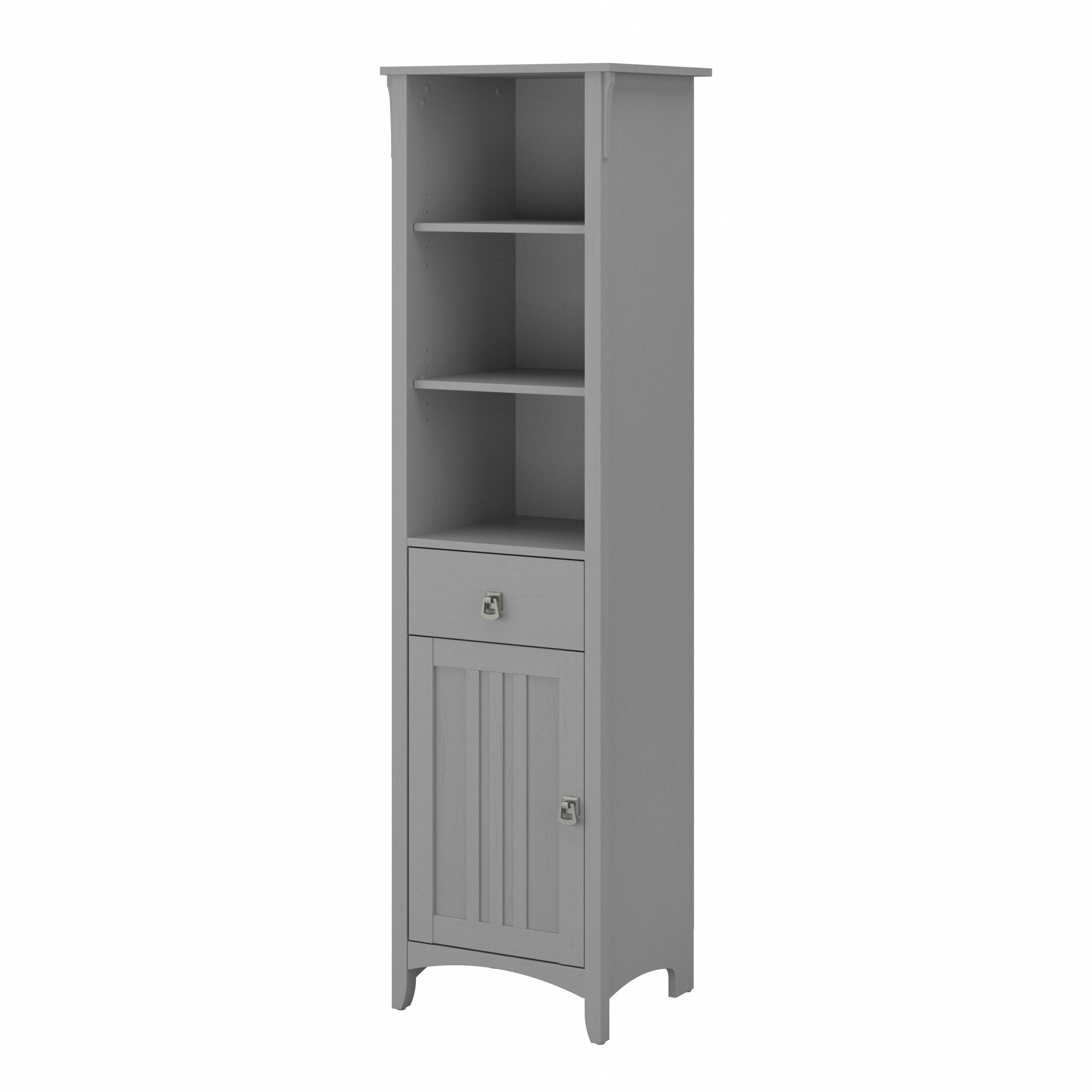 Shop Bush Furniture Salinas Tall Narrow Bookcase Cabinet 02 SAS168CG-Z #color_cape cod gray