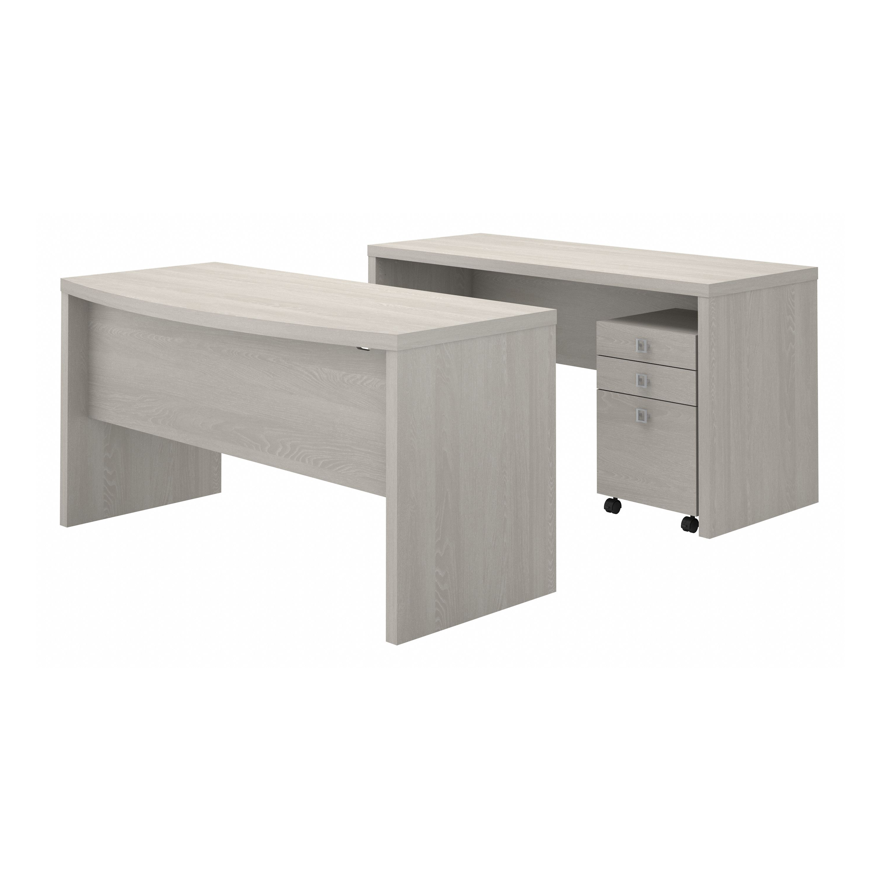 Shop Bush Business Furniture Echo Bow Front Desk and Credenza with Mobile File Cabinet 02 ECH010GS #color_gray sand