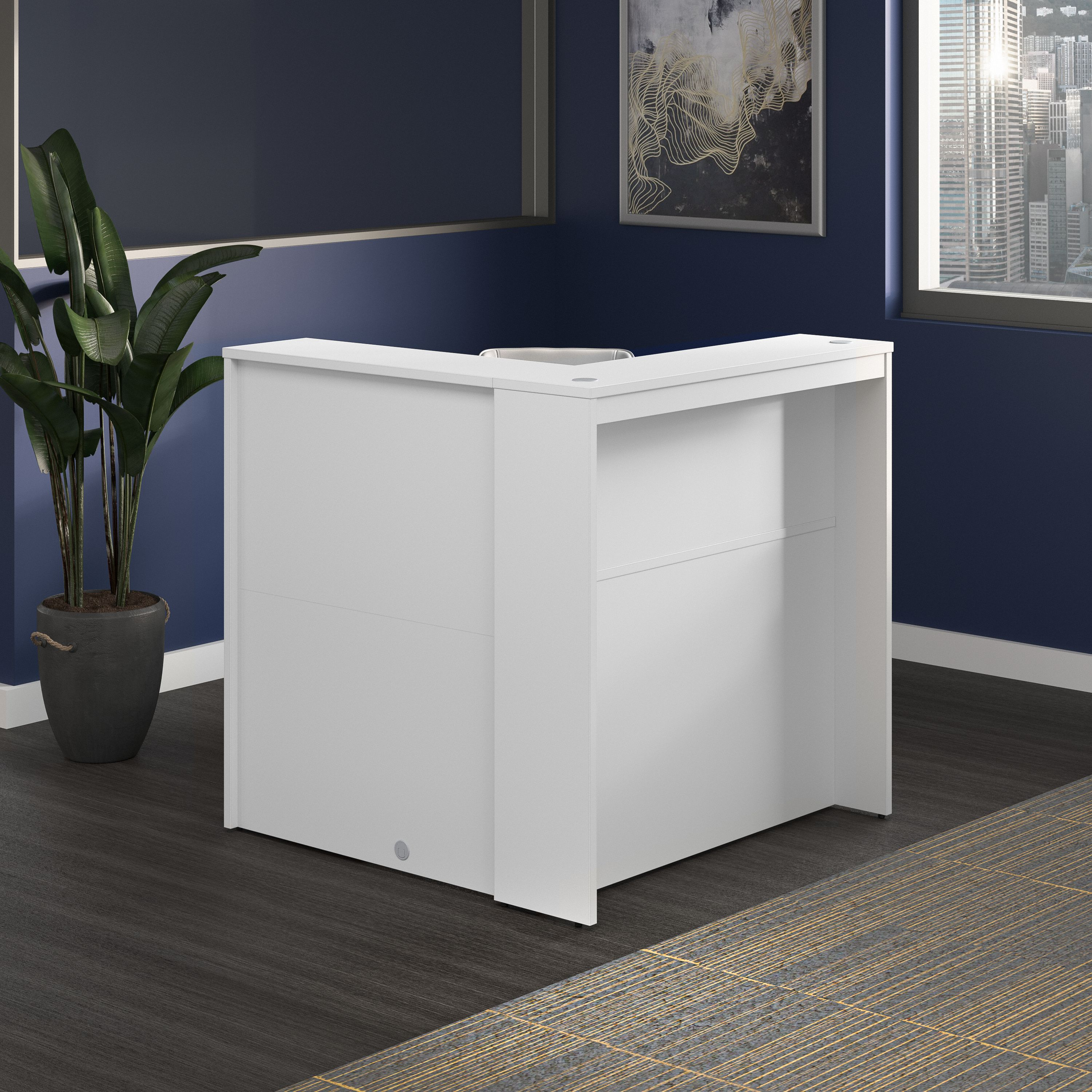Shop Bush Business Furniture Studio C 48W Reception Desk with Shelves 06 SCD248WHK-Z1 #color_white
