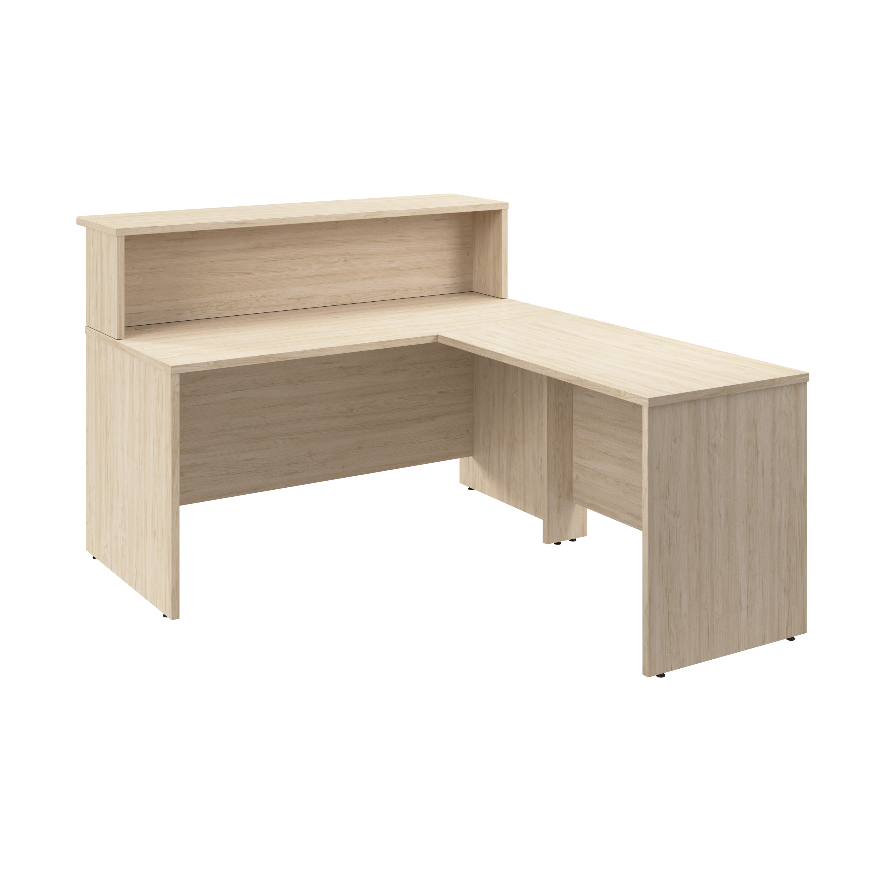 Shop Bush Business Furniture Arrive 60W x 72D L Shaped Reception Desk with Shelf 02 ARV003NE #color_natural elm