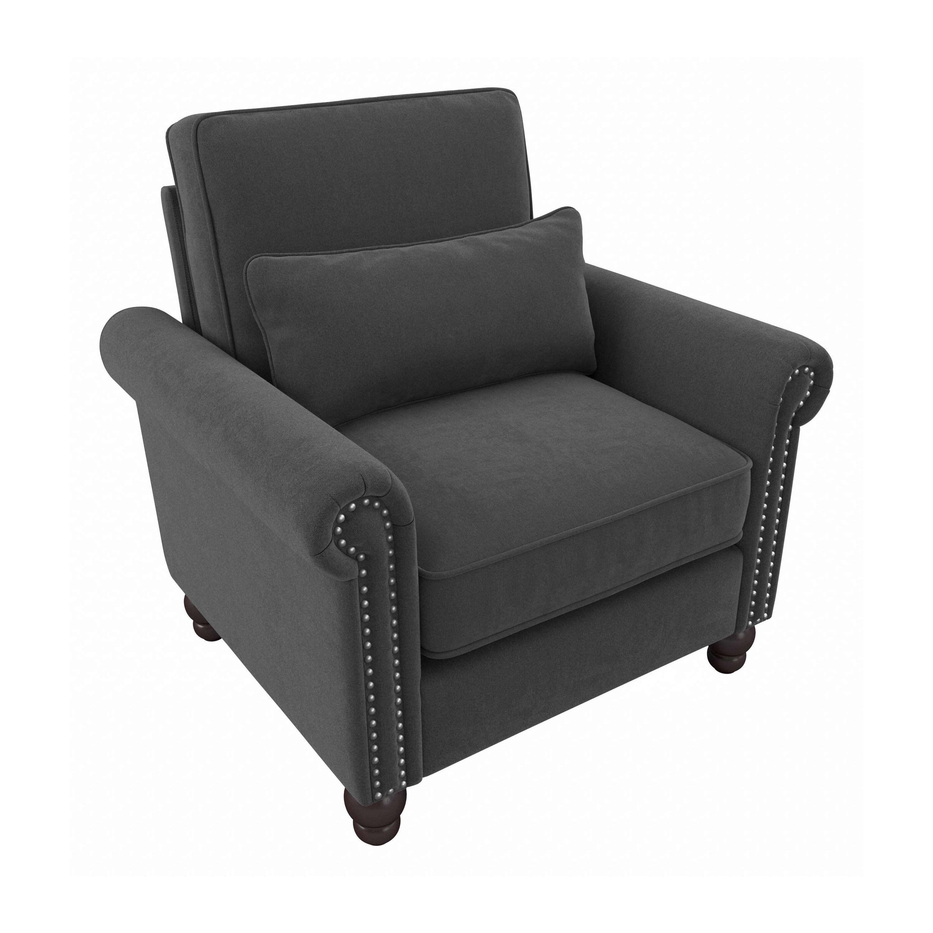 Shop Bush Furniture Coventry Accent Chair with Arms 02 CVK36BCGH-03 #color_charcoal gray herringbone fabr