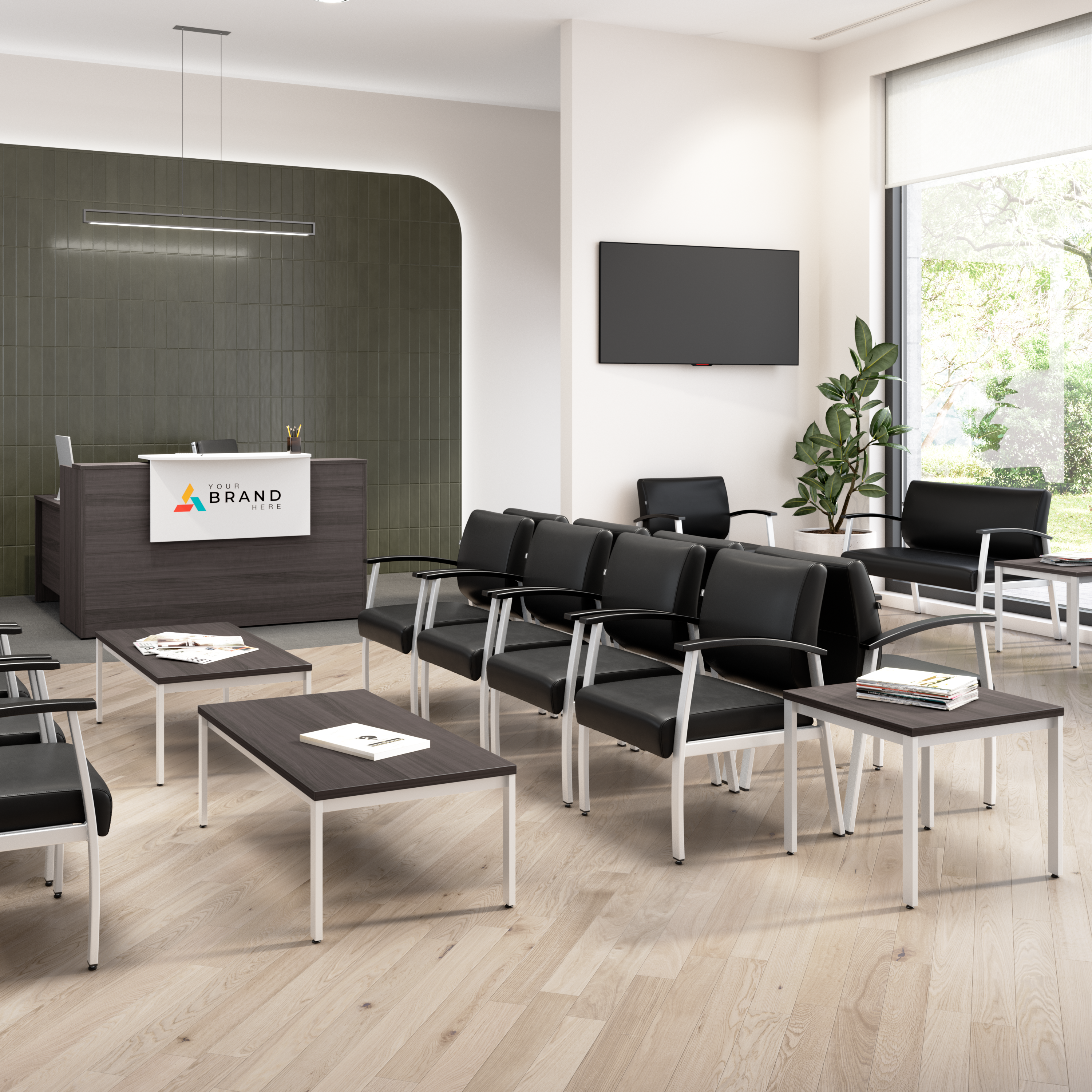 Shop Bush Business Furniture Arrive 72W x 72D L Shaped Reception Desk with Counter 09 ARV009SG #color_storm gray